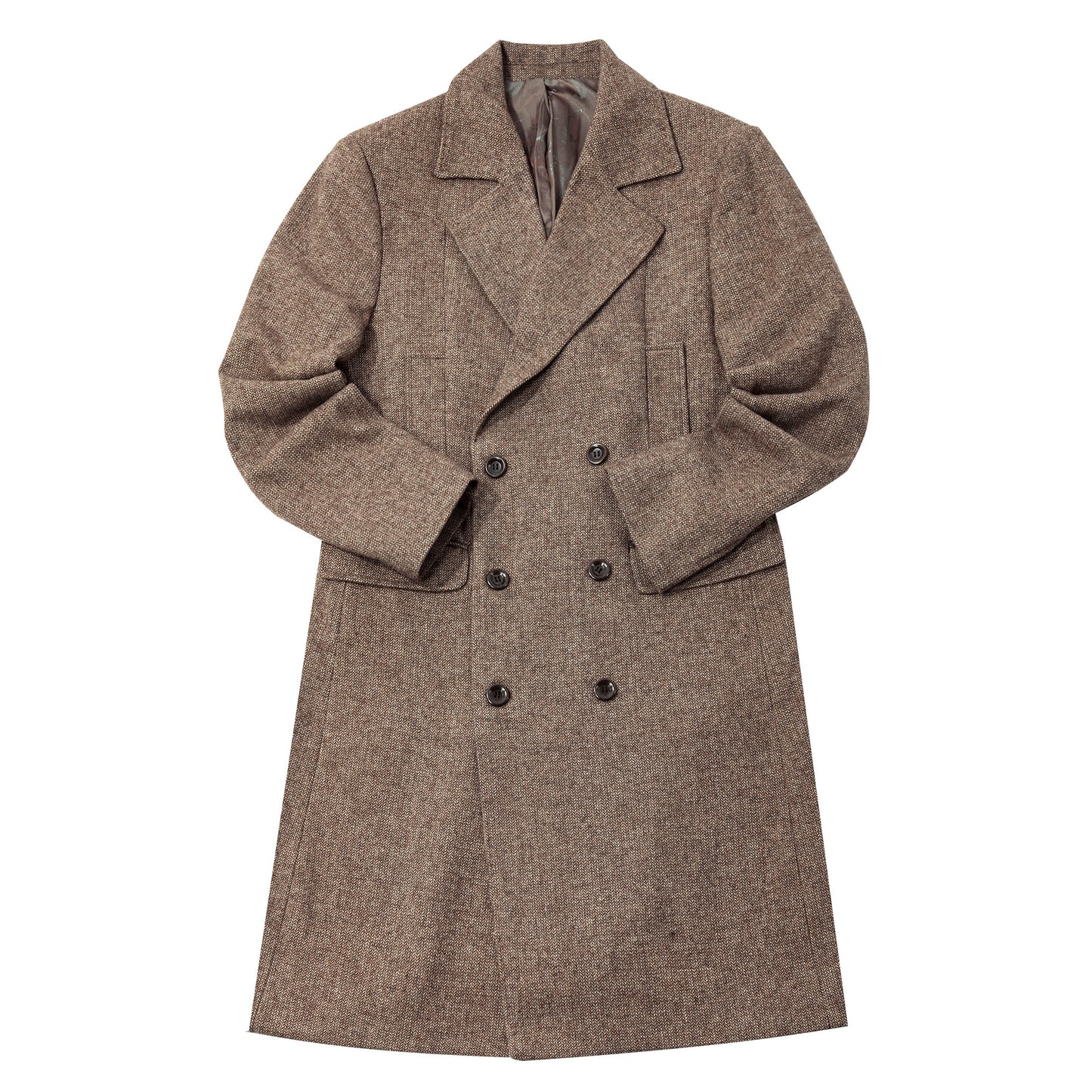 British retro wool double-breasted coat for men Winter business slim mid-length polo windbreaker