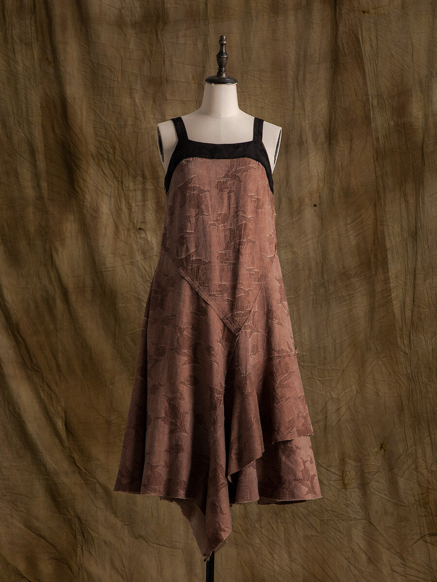 SOARIN WORLD Neo-Oriental Heritage Asymmetric Cotton-Viscose Floral Dress N-DCZ242TQ17