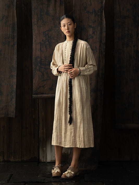 SOARIN WORLD Loose Linen Pleated Long Dress N-DCZ242TC05