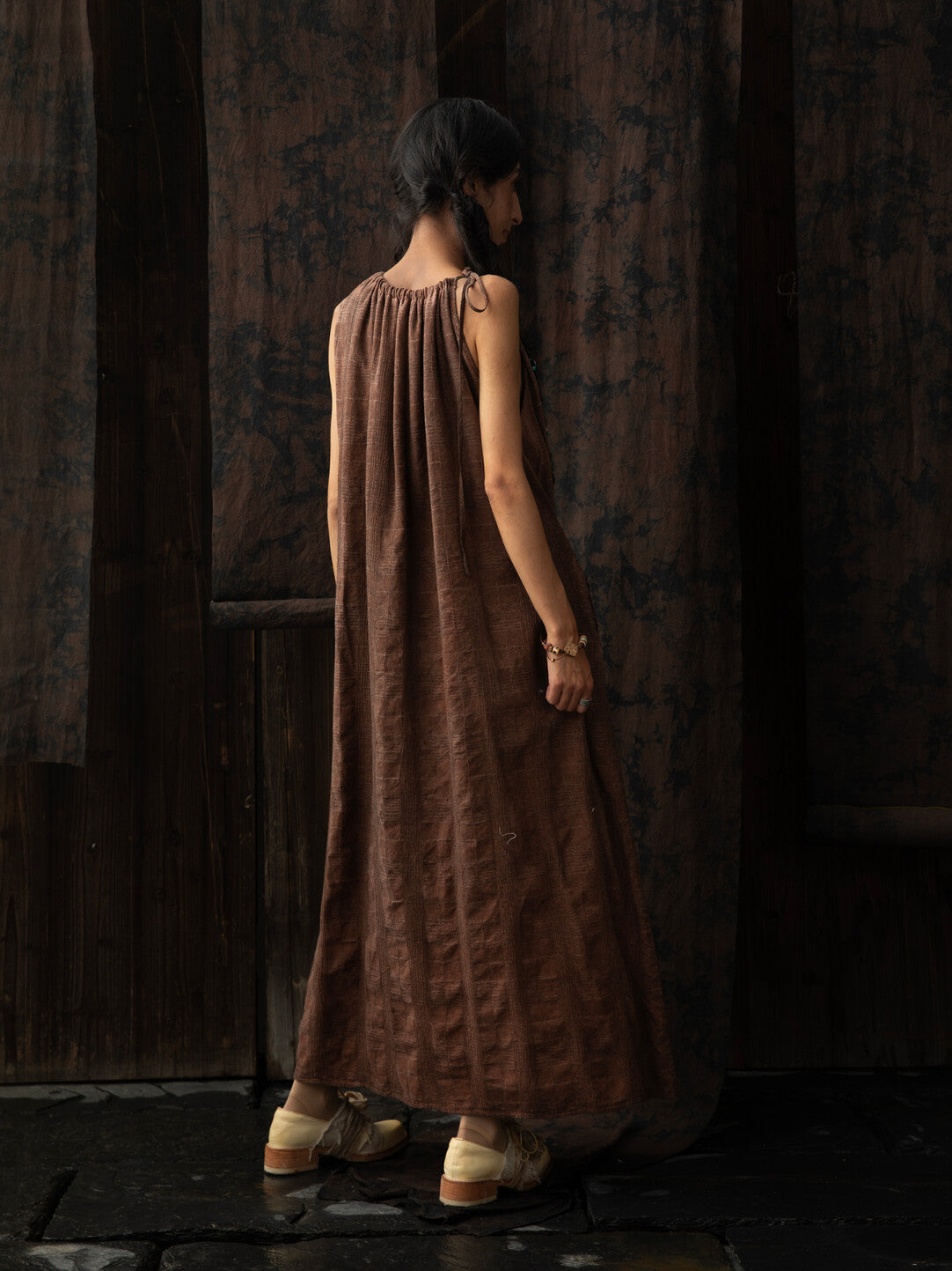 SOARIN WORLD Neo-Oriental Heritage Loose Suspender Dress Vintage Texture Cotton-Linen Blend Dress N-DCZ252TQ29
