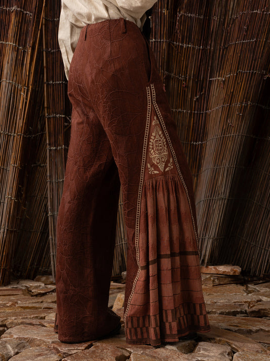 SOARIN WORLD Flare Cotton Linen Viscose Blend Trousers N-DCZ242TF02