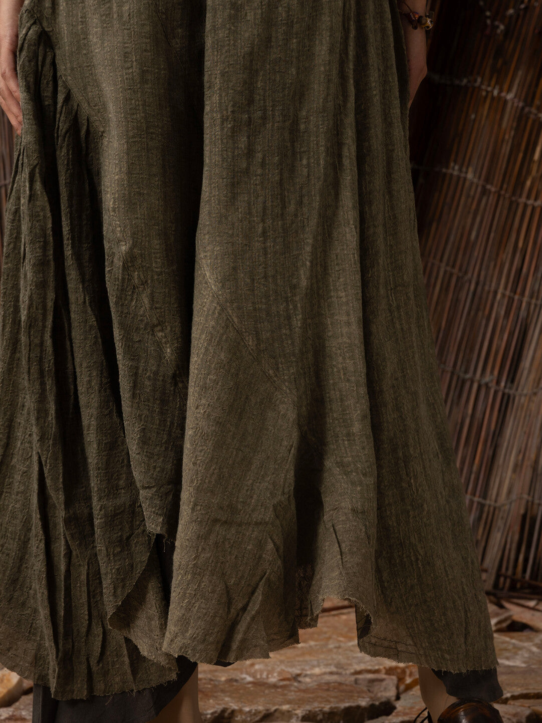 SOARIN WORLD Neo-Oriental Heritage Asymmetrical Silhouette Cotton Blend Skirt N-DCZ242TQ12