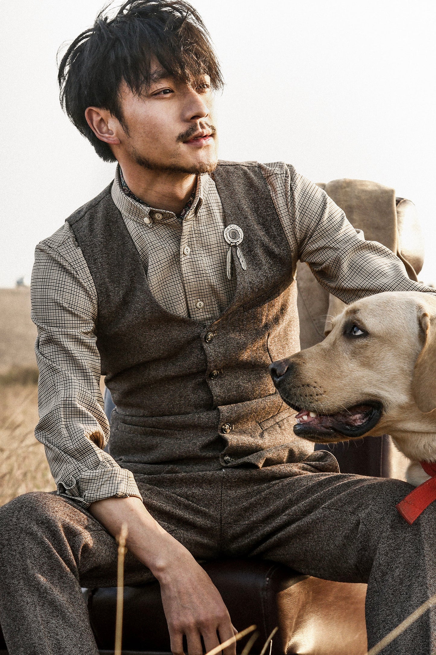 Retro British suit vest for men Business casual suit vest slim fit small vest trendy waistcoat