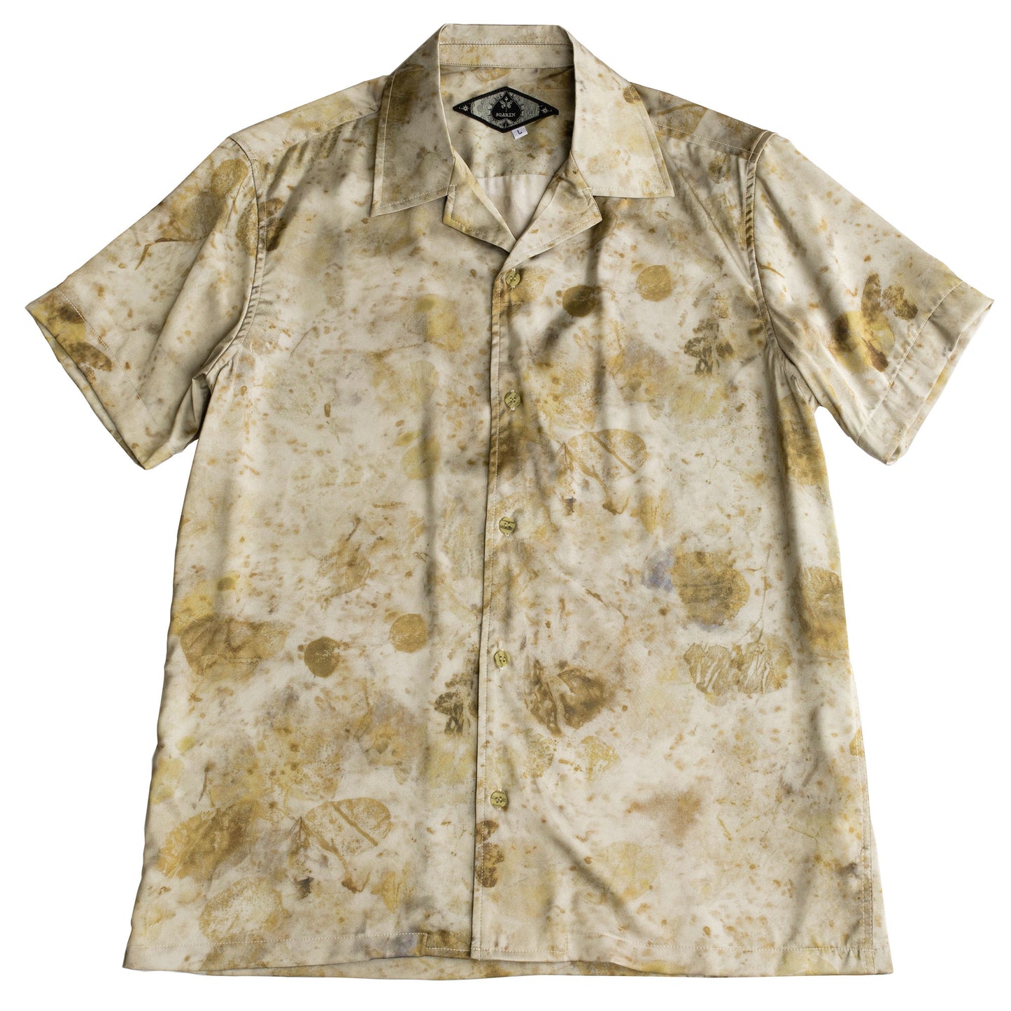 Retro yuppie style Cuban collar shirt men's Vintage distressed style Baroque print short-sleeved shirt