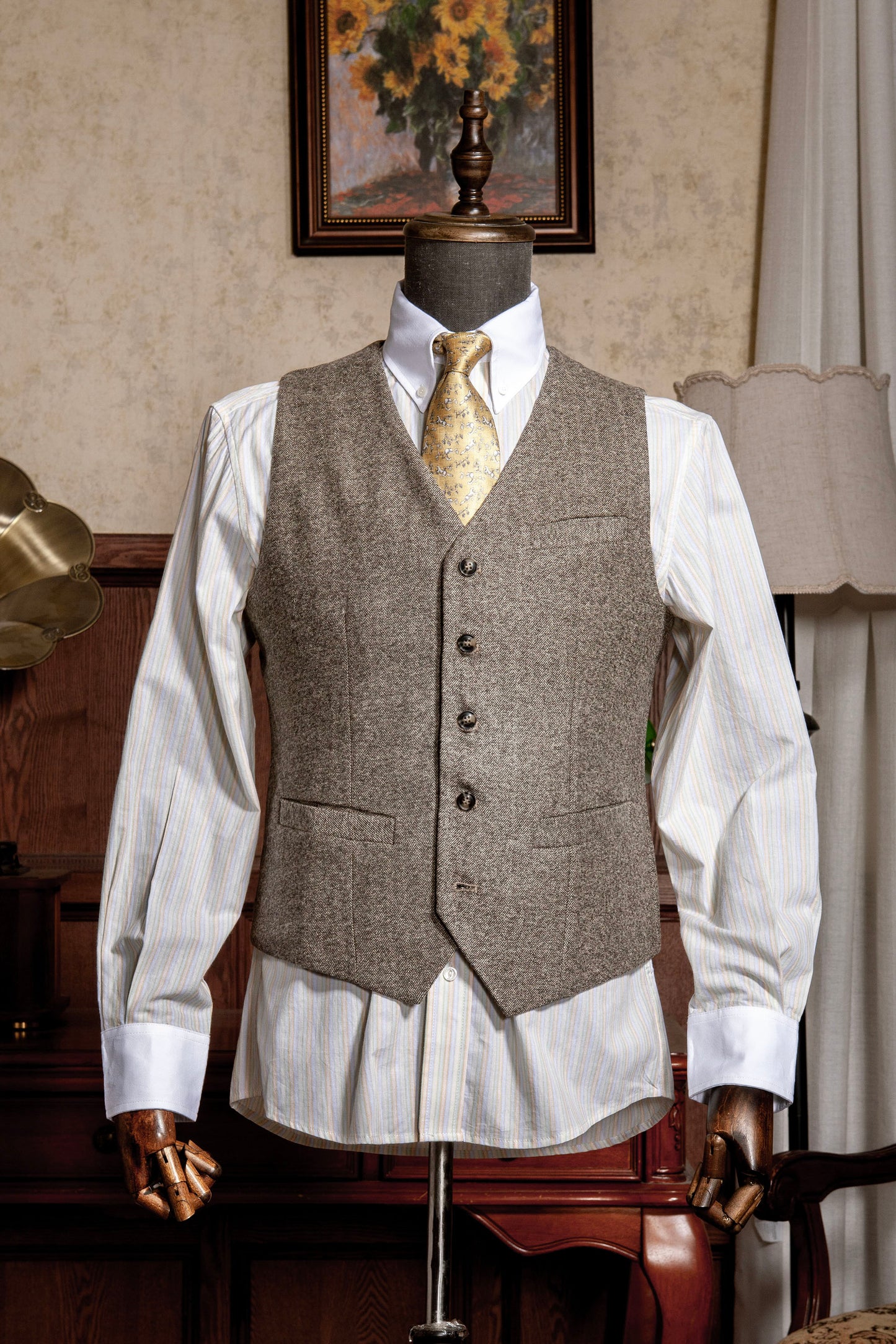 Retro British suit vest for men Business casual suit vest slim fit small vest trendy waistcoat