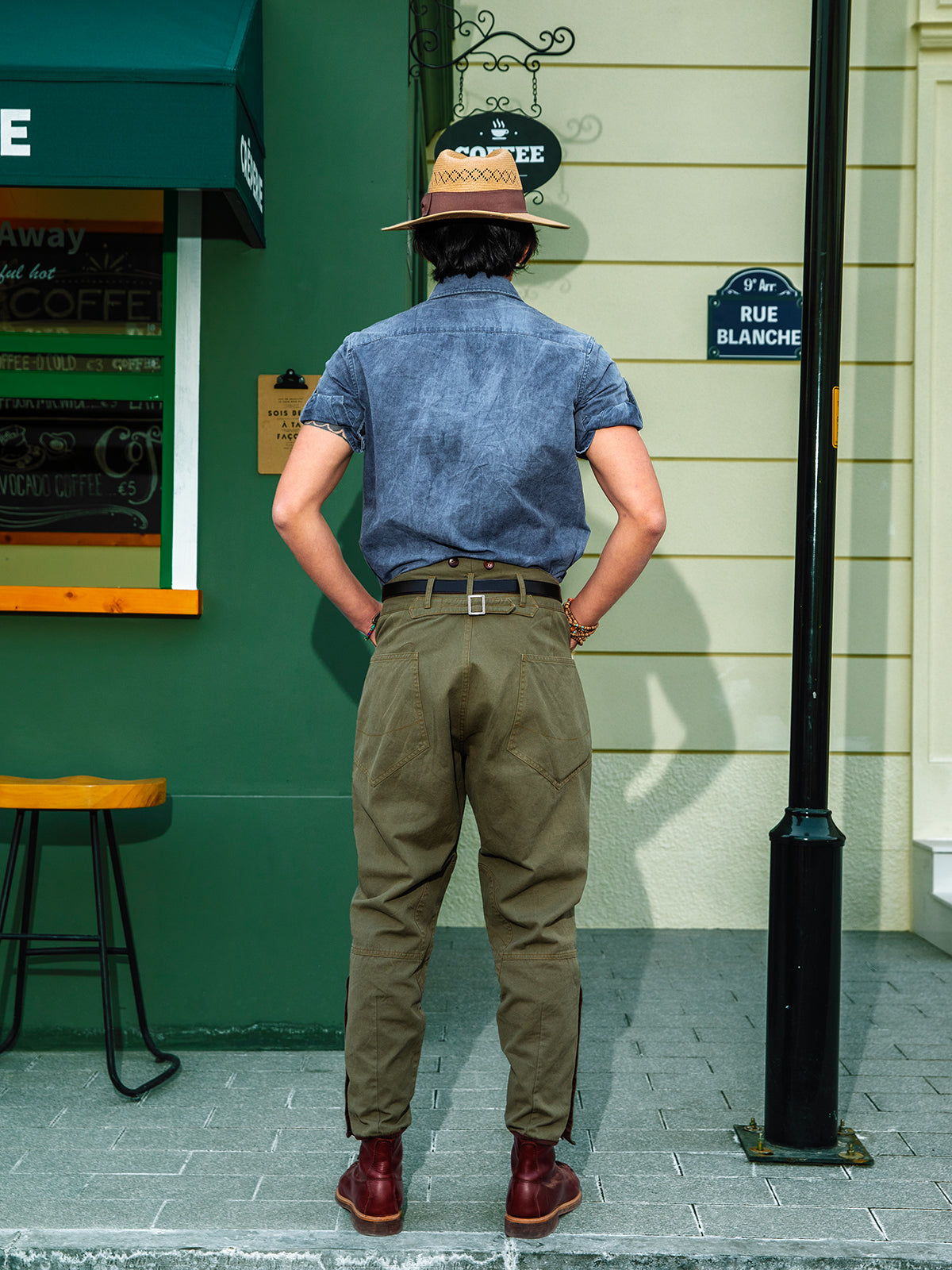 Oxford short-sleeved shirt for men British retro style casual cotton mid-length sleeve shirt