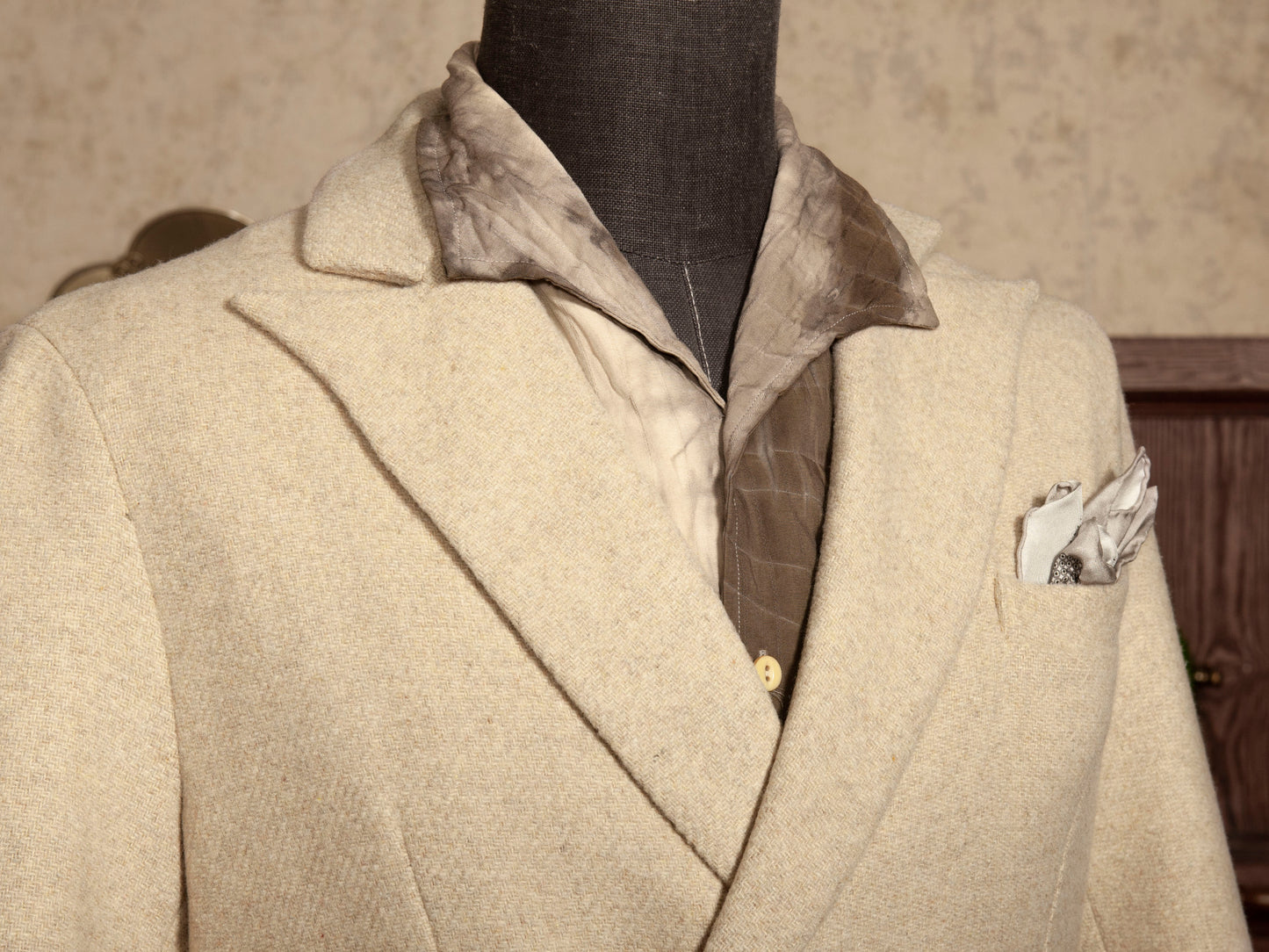 British style retro wool suit jacket for men Business formal casual double-breasted suit jacket