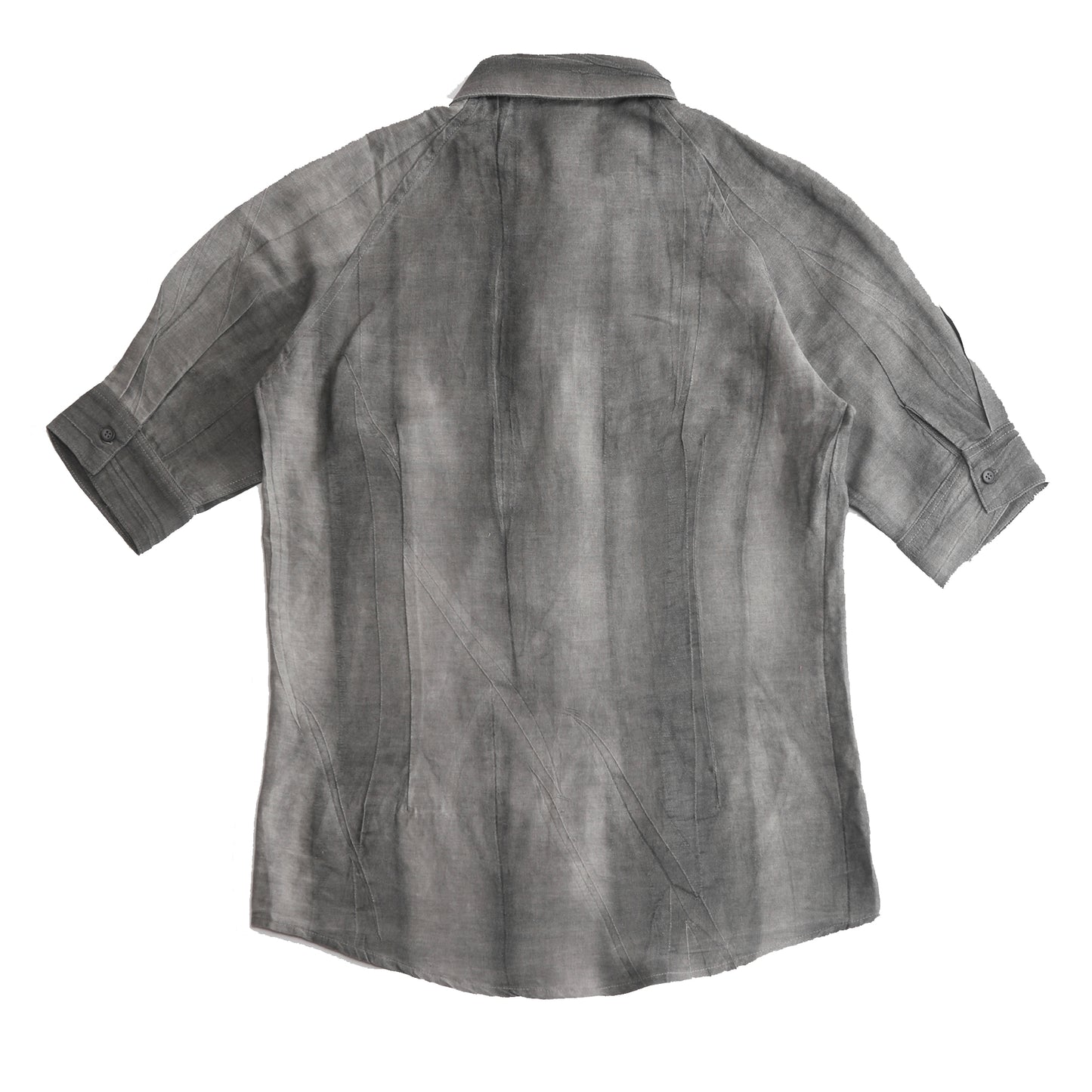 British retro style linen short-sleeved shirt for men, yuppie pleated thin casual five-point sleeve shirt