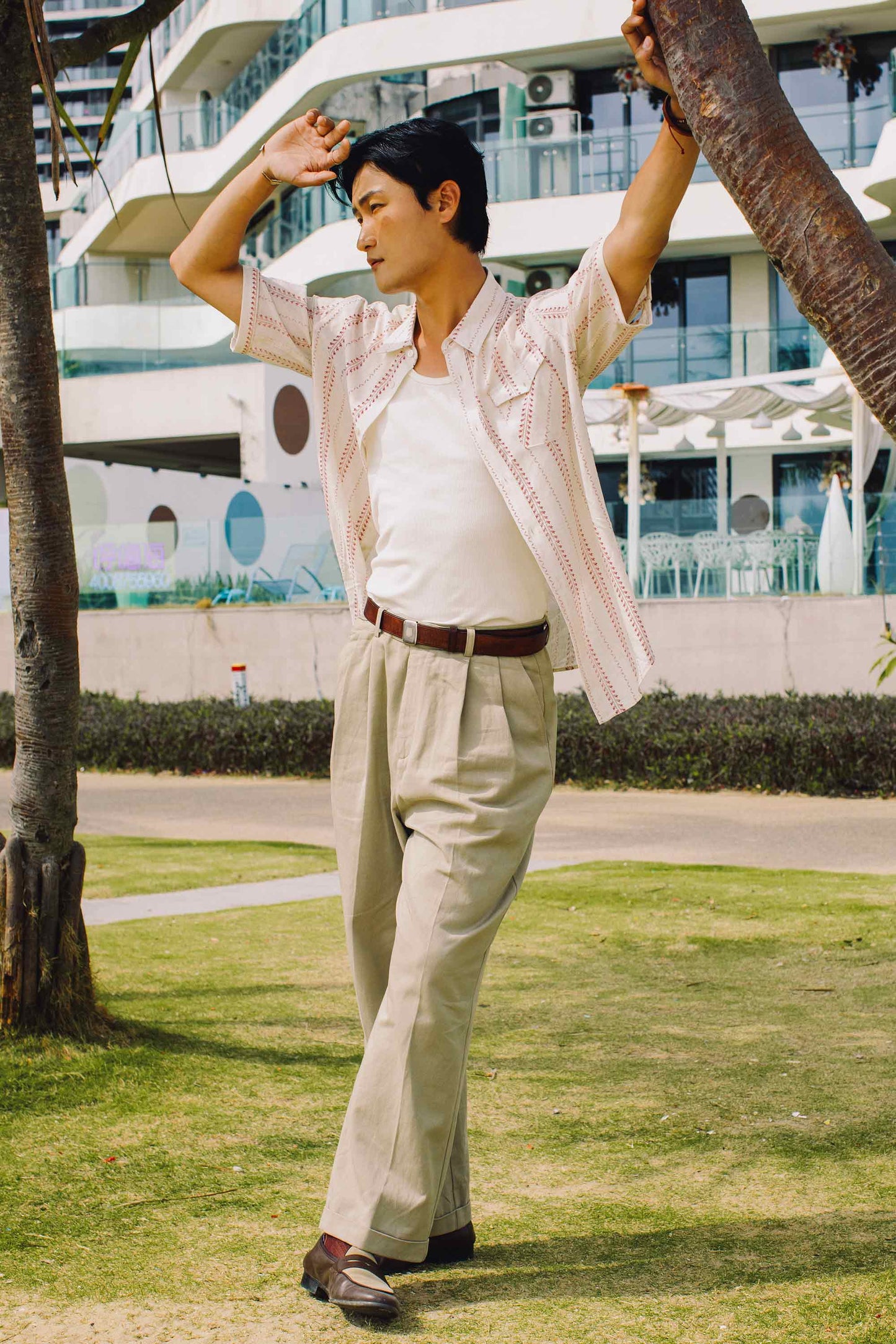 Lyocell SOARIN Ivy League Khaki Straight Pants Men's Lightweight Casual Mid-High Waist Pants