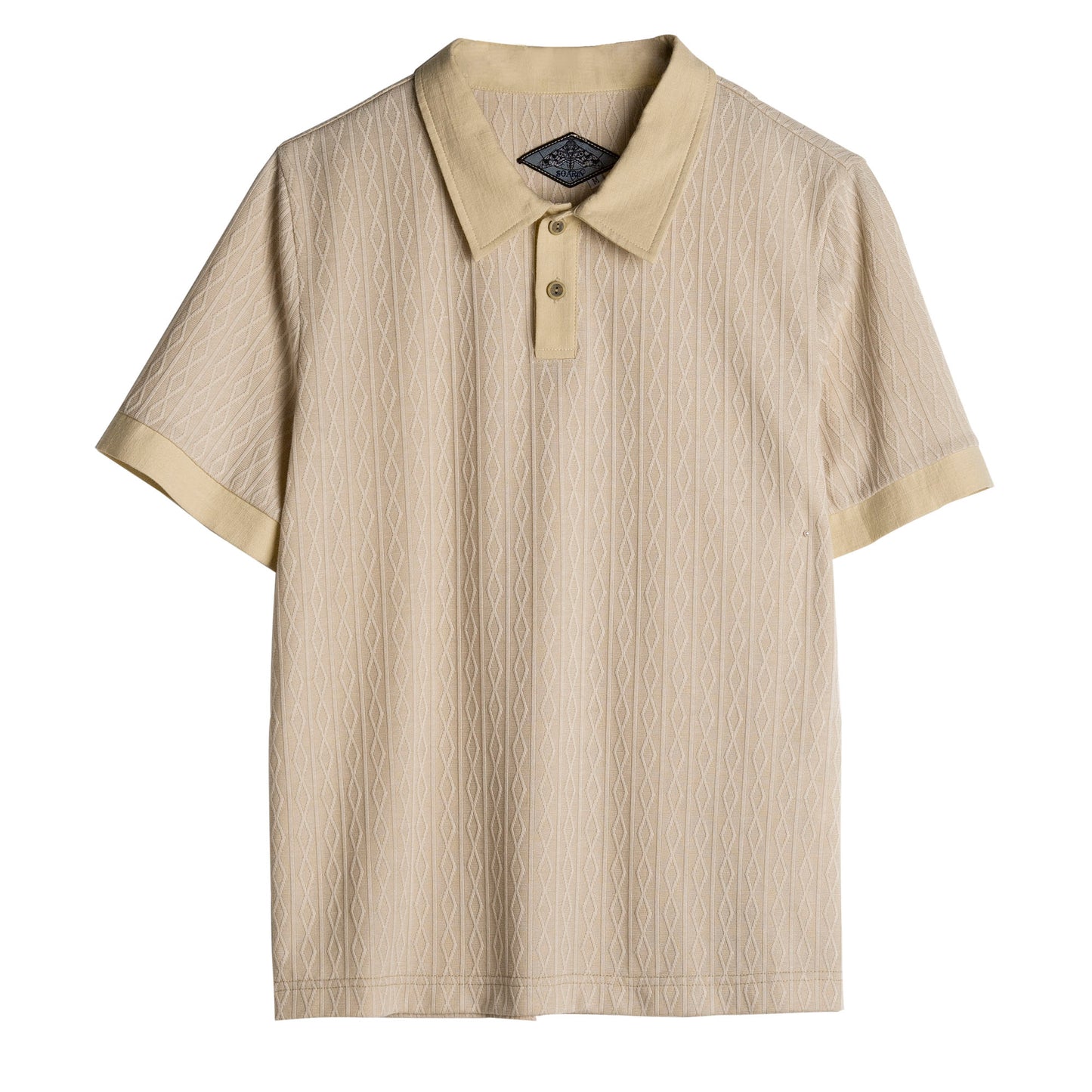 British retro style diamond pattern polo shirt men's lapel stitching business casual slim thin short-sleeved T-shirt