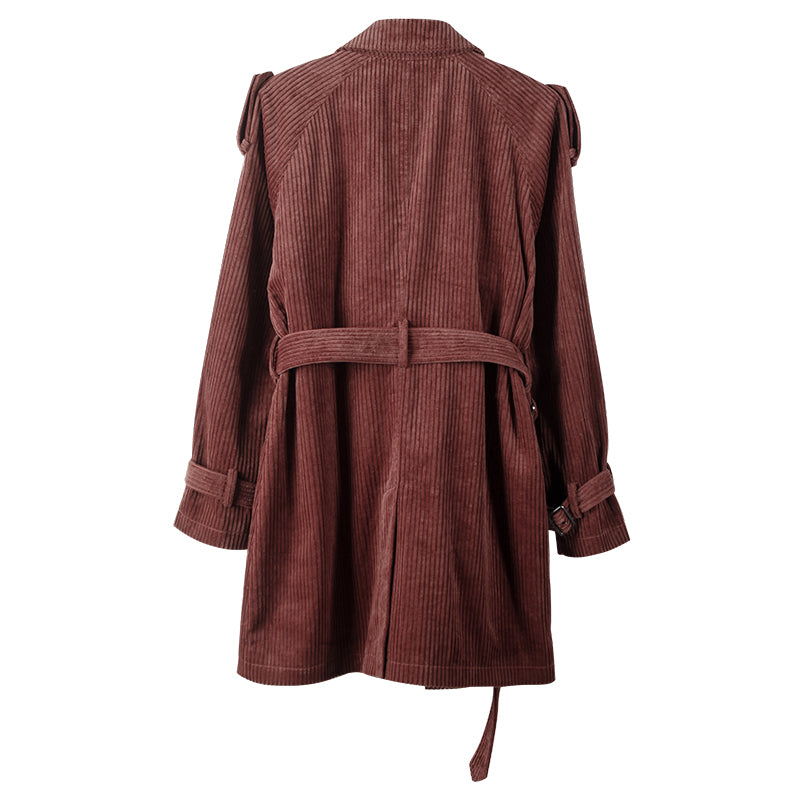British style retro mid-length coat for men Winter corduroy casual loose trench coat