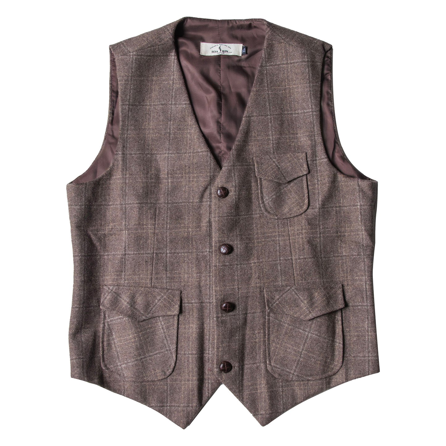British retro plaid suit vest men's wool business casual suit vest slim vest