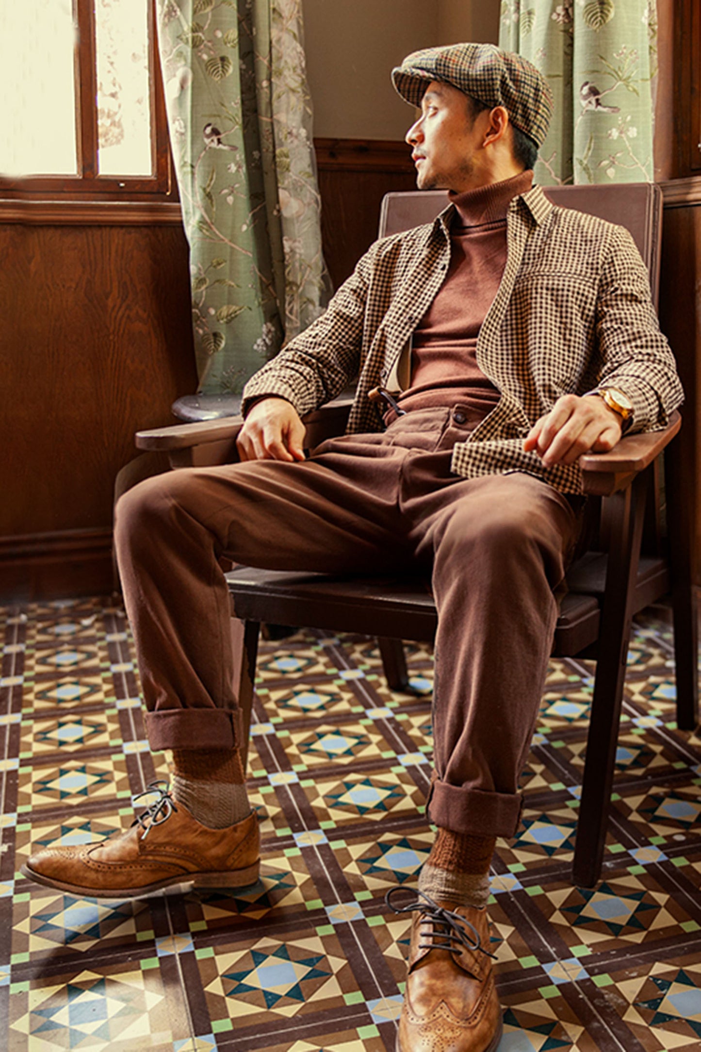 Ami Khaki Carrot Pants Men Retro American Workwear Style Straight Casual Gurga Nine-Point Suit Trousers