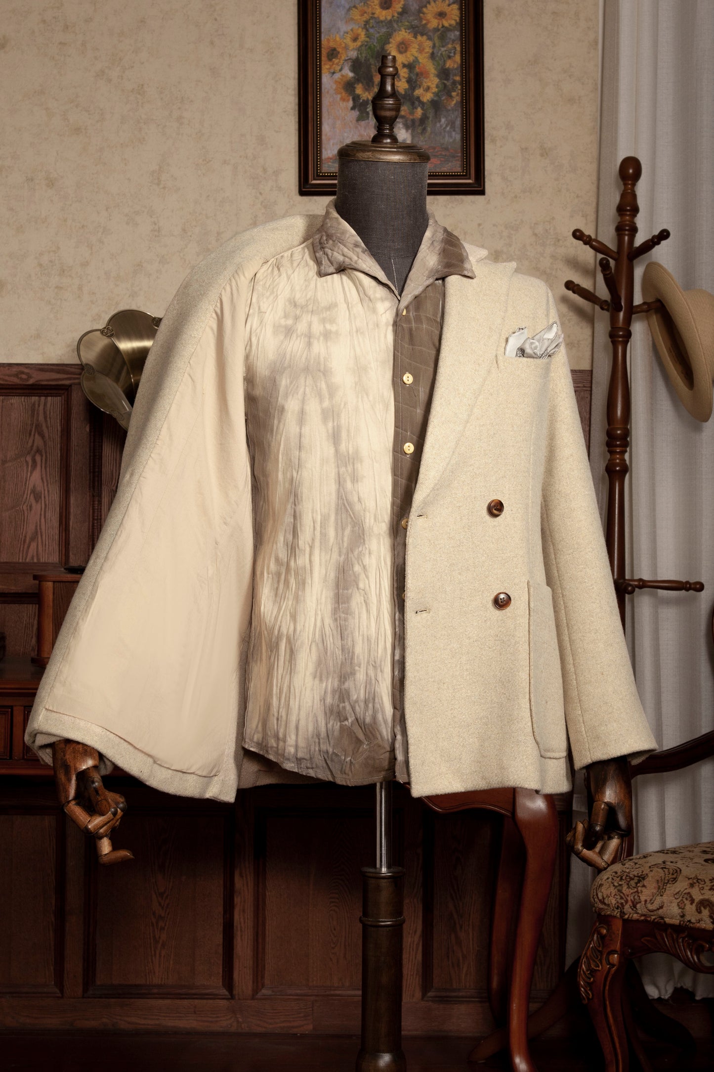 British style retro wool suit jacket for men Business formal casual double-breasted suit jacket