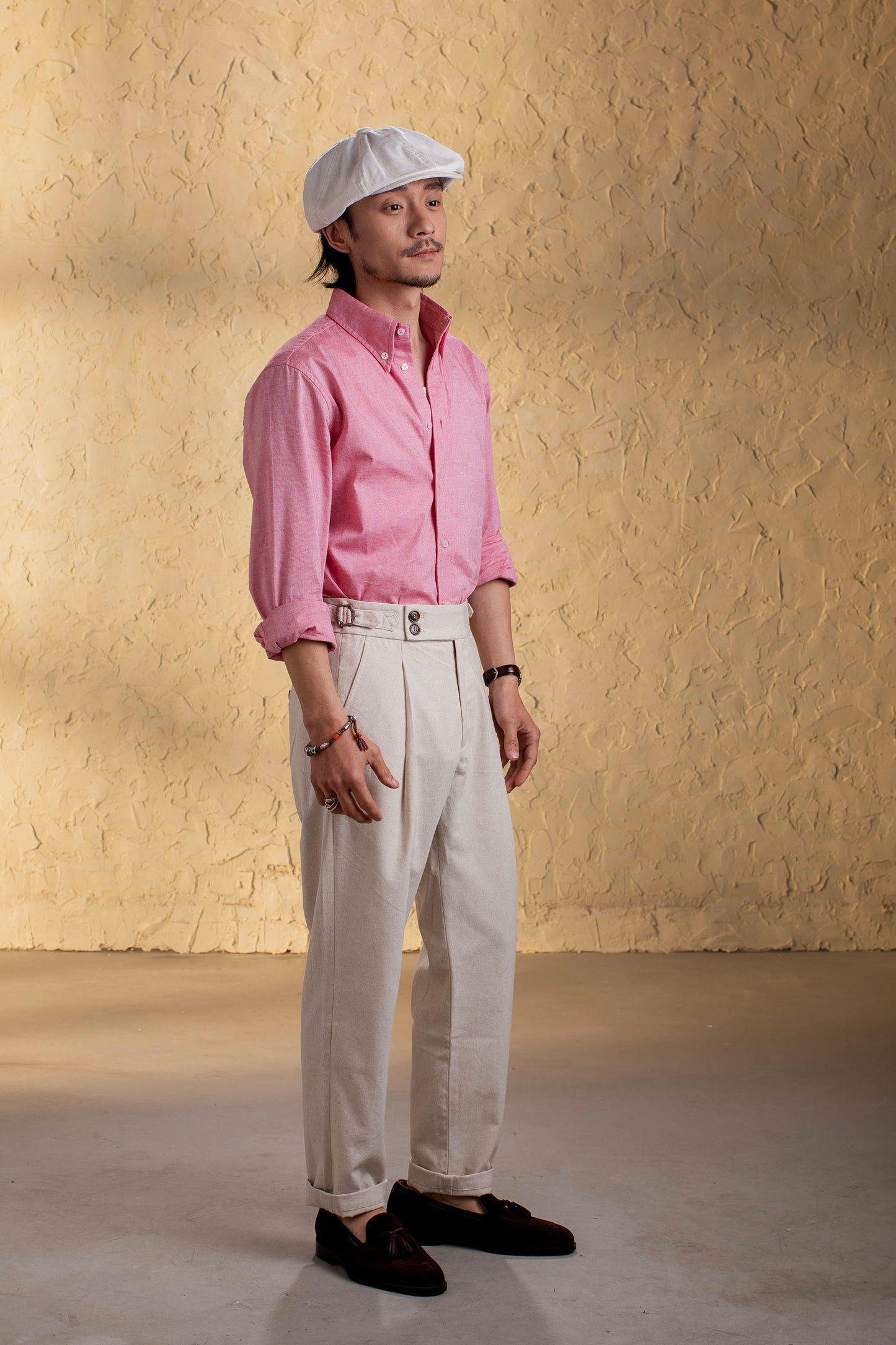 British retro style Naples trousers men's summer cotton and linen business casual slim tapered nine-point trousers