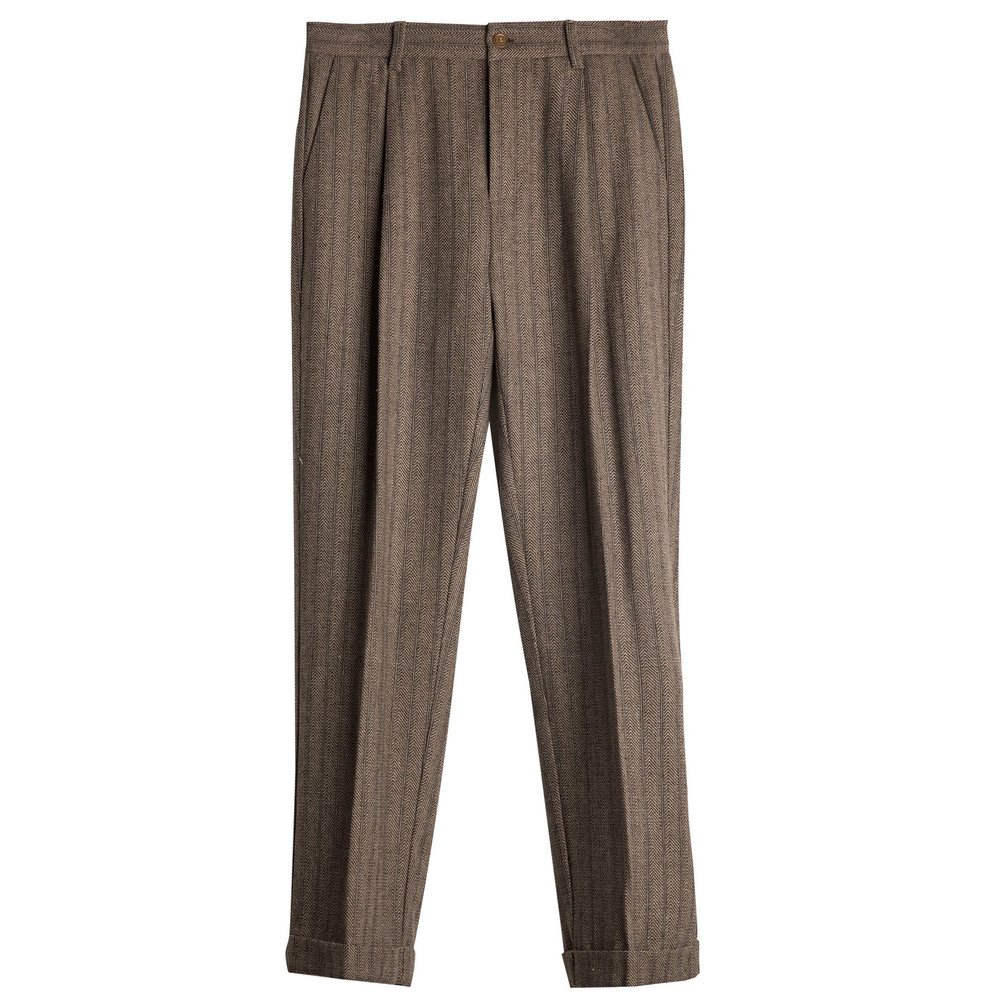 British retro striped suit pants for men, wool straight-leg loose pants business casual trousers