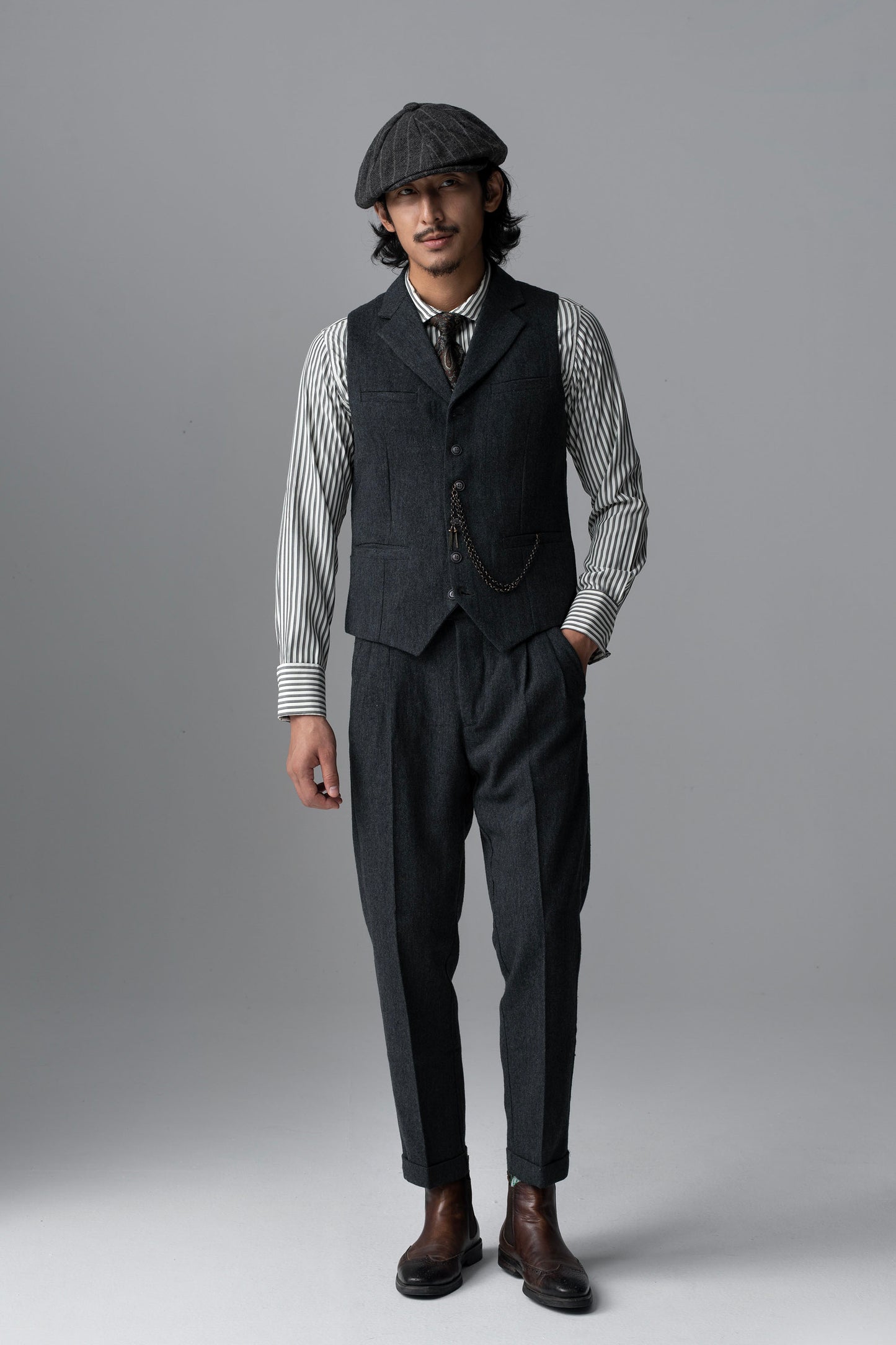 British style elegant woolen suit vest for men Retro business slim casual lapel suit vest