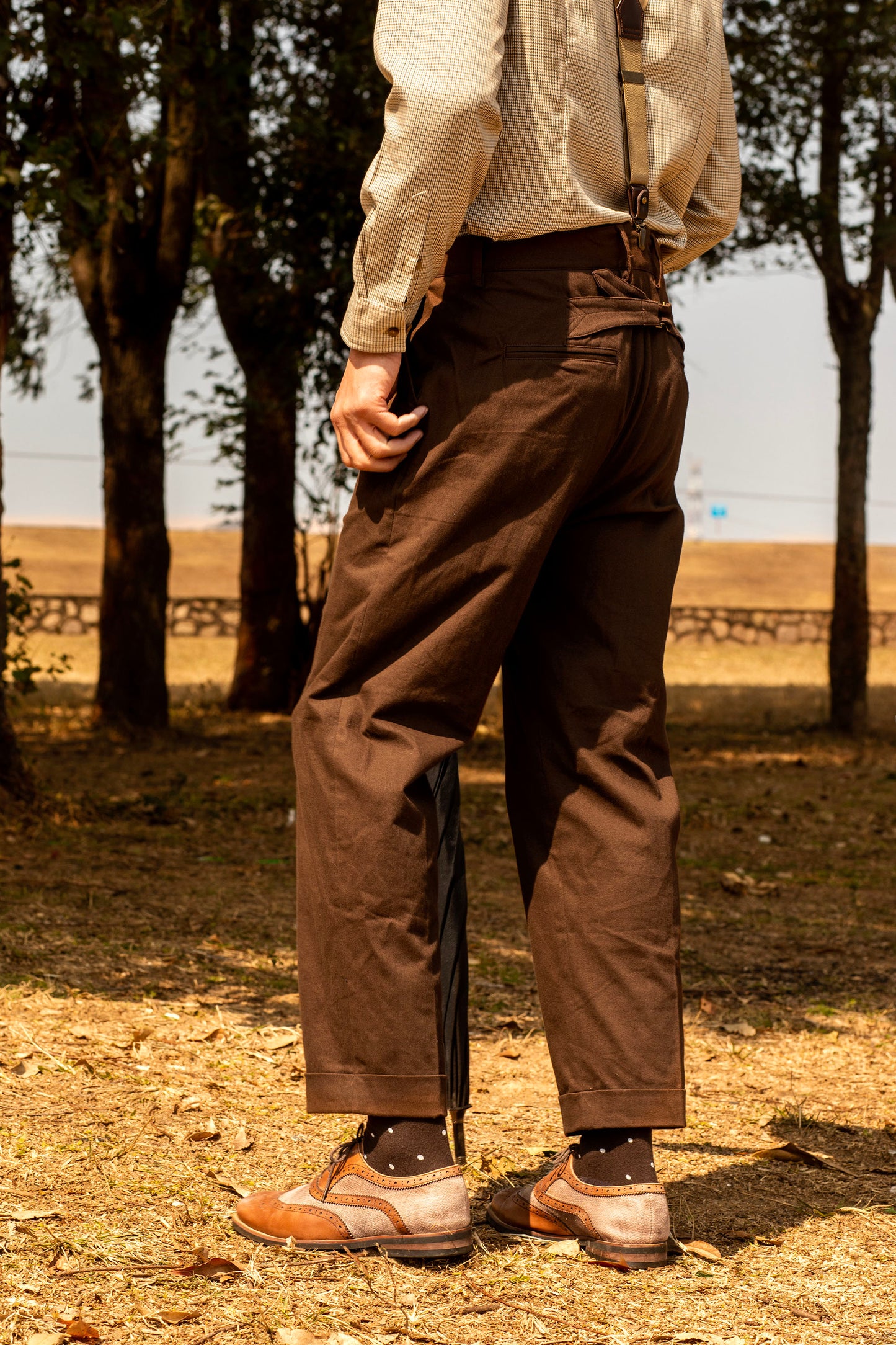 American retro style straight leg nine-point trousers for men Ami Khaki workwear casual slim coffee color nine-point trousers