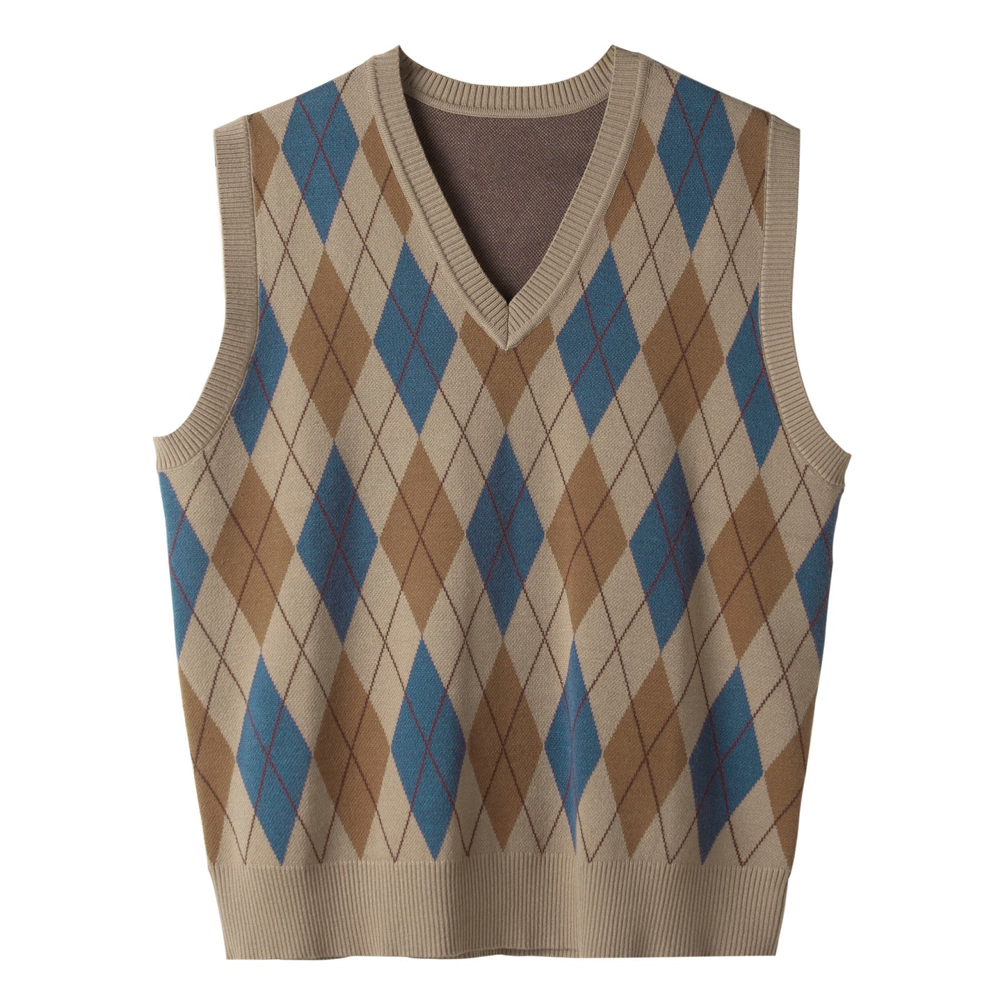 British retro style V-neck sweater vest for men Vintage style business casual sweetheart neck knitted waistcoat