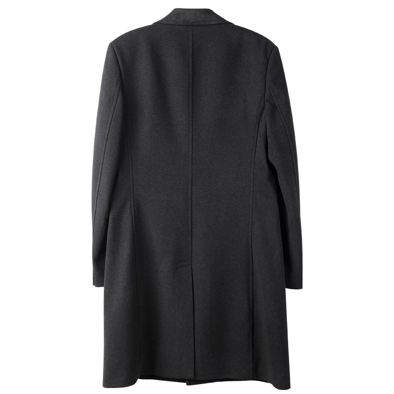 British style retro woolen mid-length coat for men knee-length slim trench coat for winter