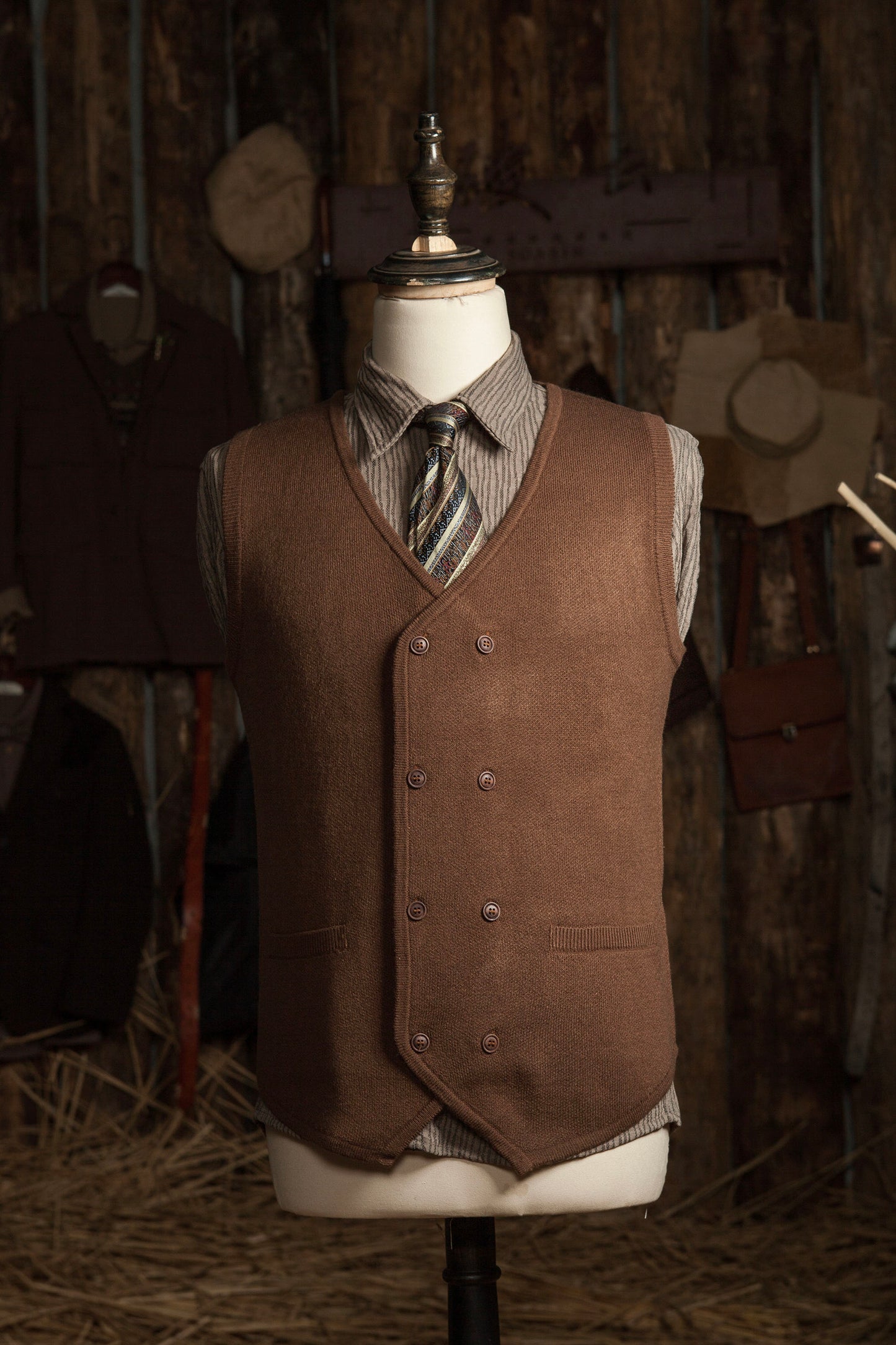 British retro double-breasted sweater suit vest autumn and winter men suit vest knitted sweater vest