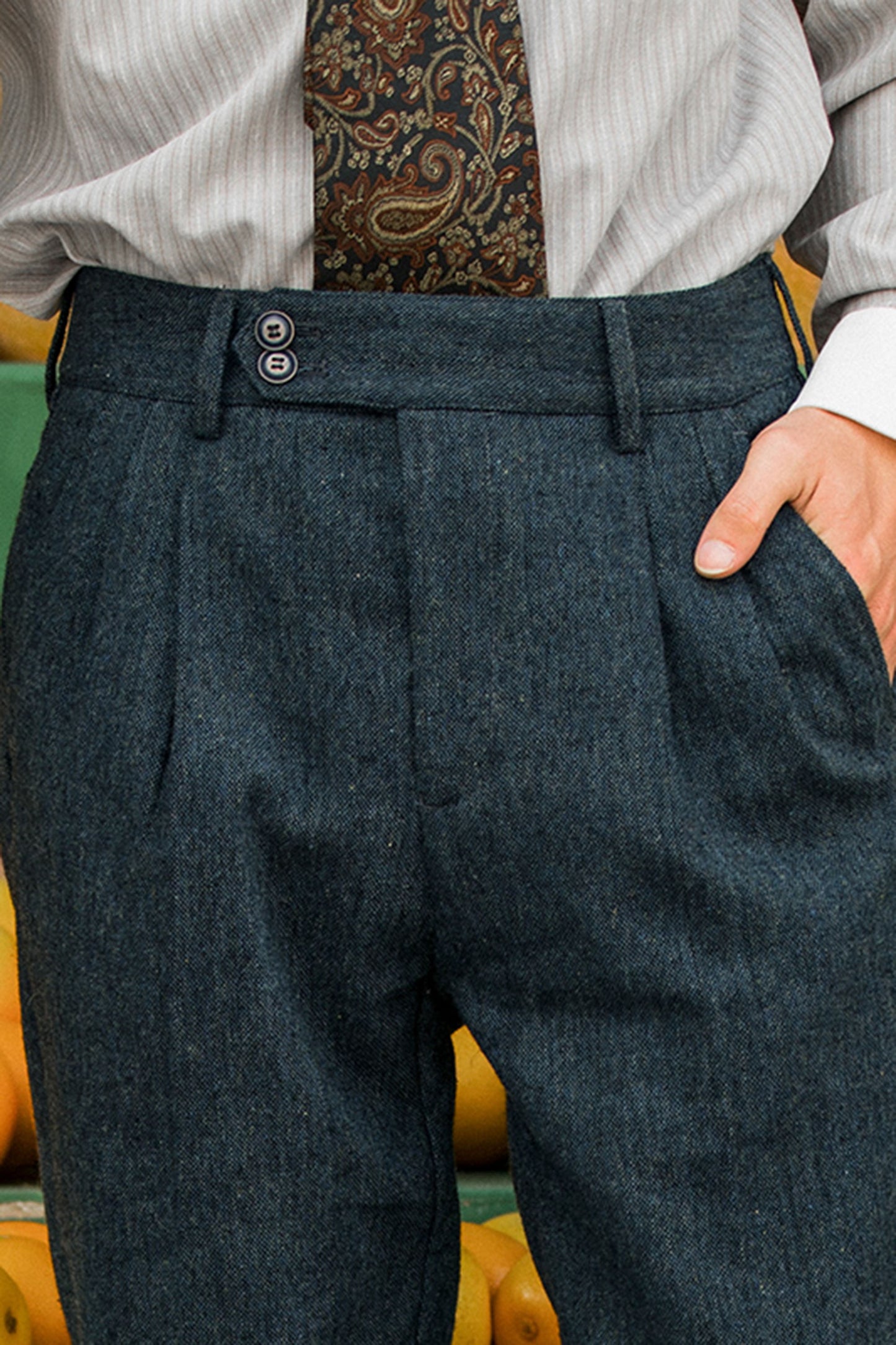 British retro style straight suit pants for men wool business casual slim fit tapered nine-point pants
