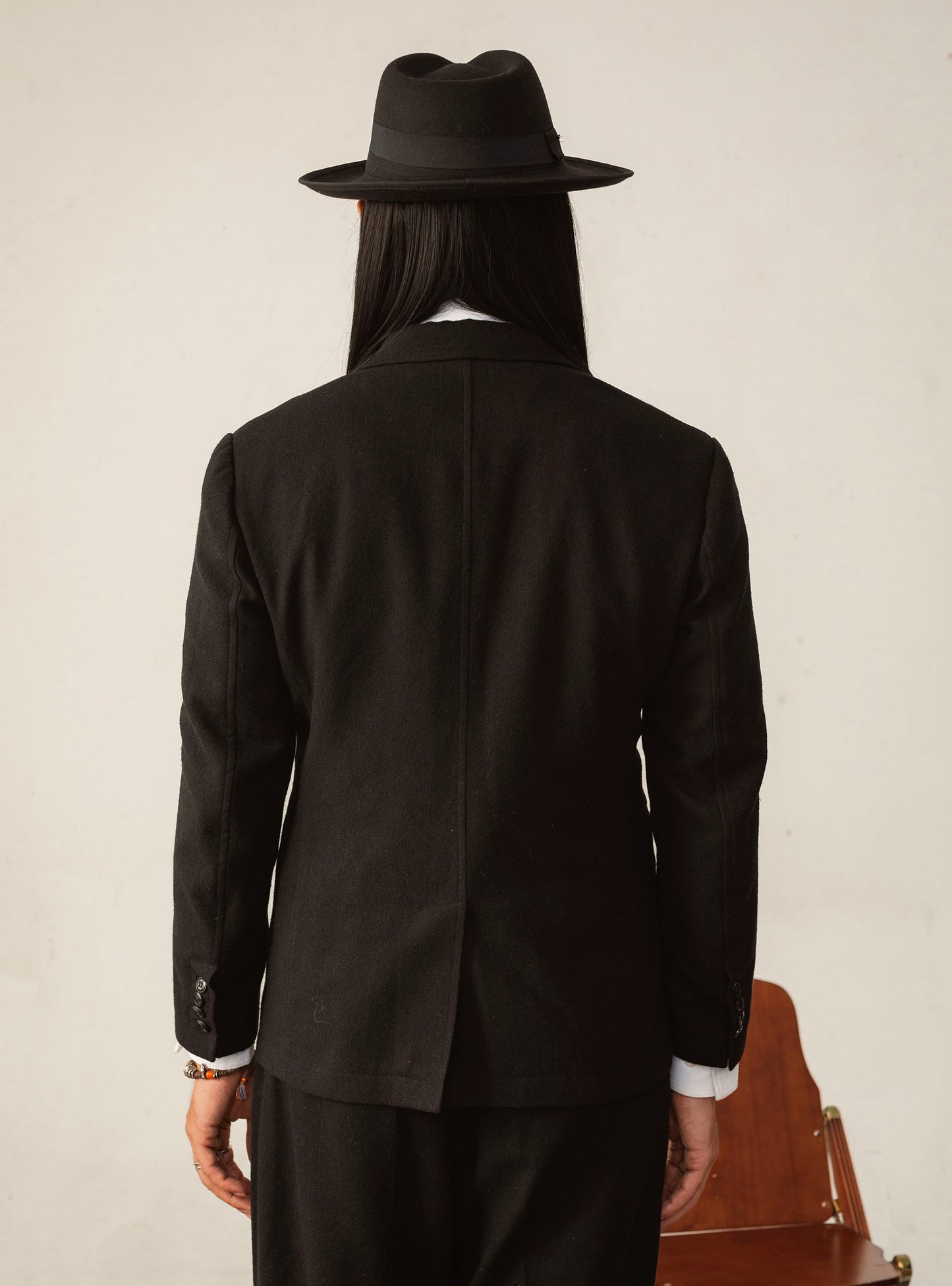 British style retro black suit jacket for men Winter woolen casual business formal wedding suit