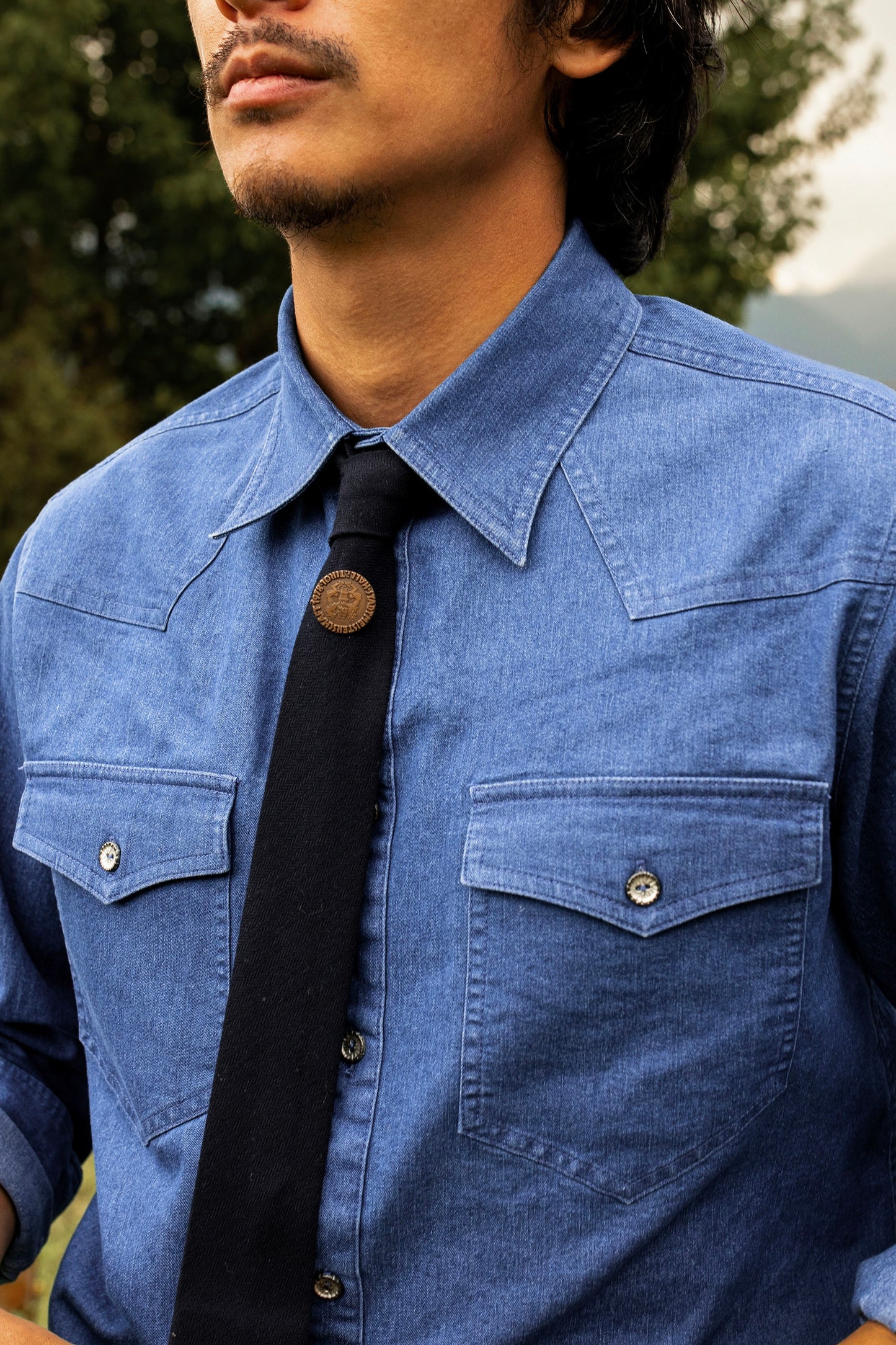 American retro style workwear denim shirt men's Ami Khaki autumn and winter heavy casual long-sleeved shirt jacket