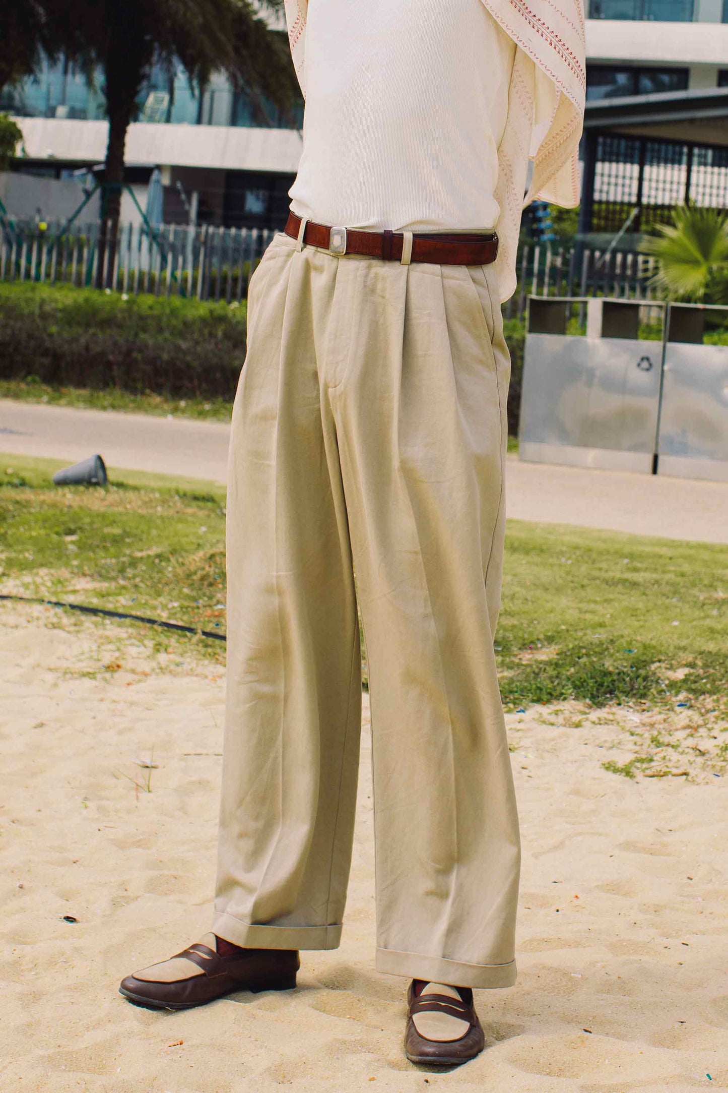 Lyocell SOARIN Ivy League Khaki Straight Pants Men's Lightweight Casual Mid-High Waist Pants