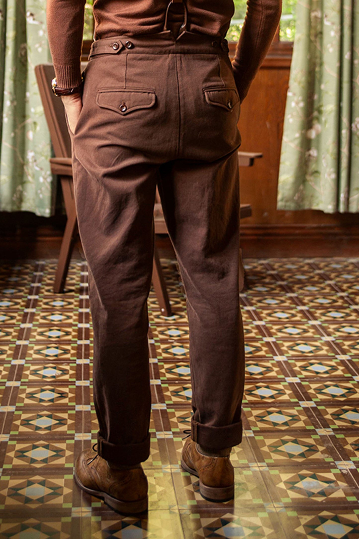 Ami Khaki Carrot Pants Men Retro American Workwear Style Straight Casual Gurga Nine-Point Suit Trousers