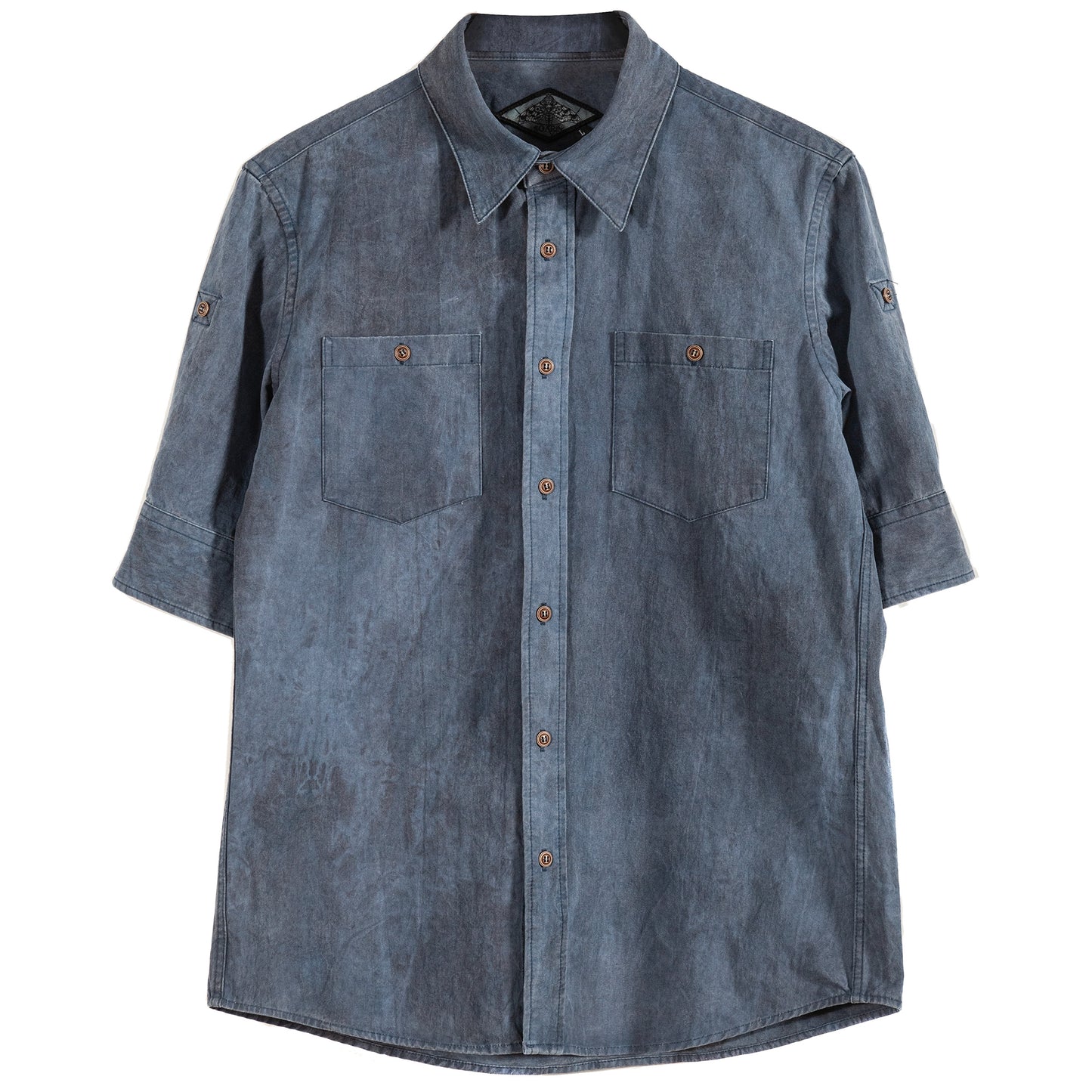 Oxford short-sleeved shirt for men British retro style casual cotton mid-length sleeve shirt