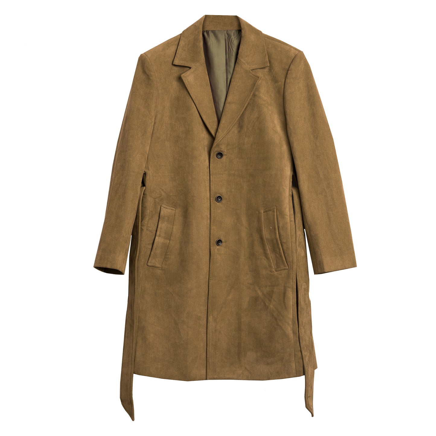 Retro British style deerskin suit coat for men Autumn and winter yuppie below the knee mid-length suede trench coat