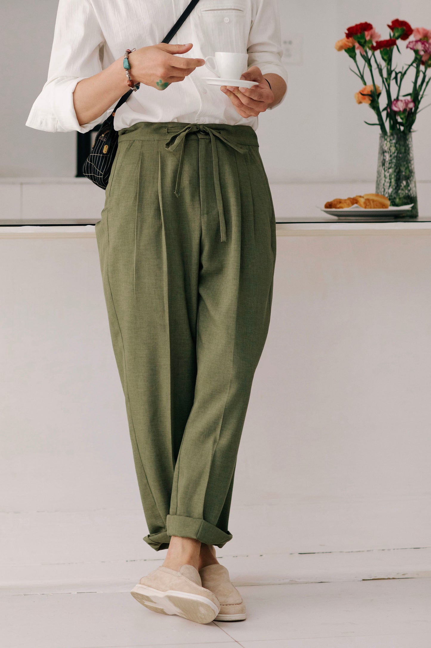 Italian retro Naples trousers for men, thin style, business formal casual slim tapered nine-point trousers