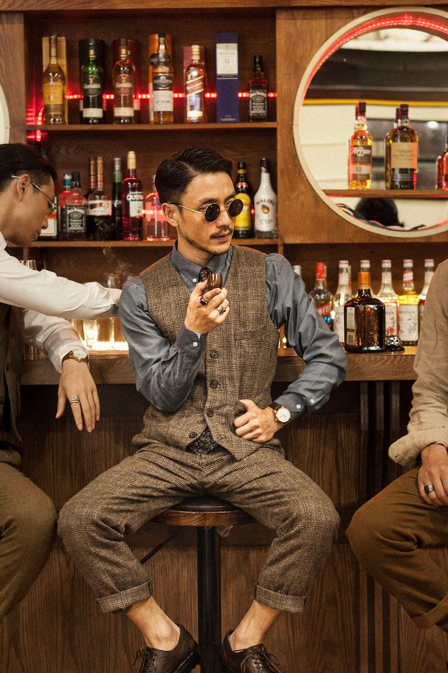 Retro British style plaid suit vest men actor suit vest business casual slim suit vest