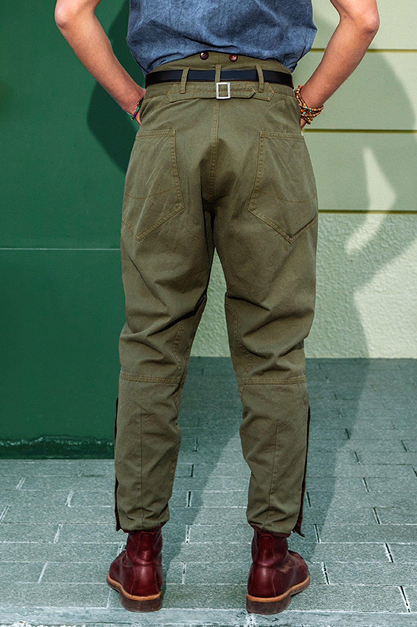 American retro style cycling pants men's Ami khaki workwear style casual slim breeches skinny nine-point pants