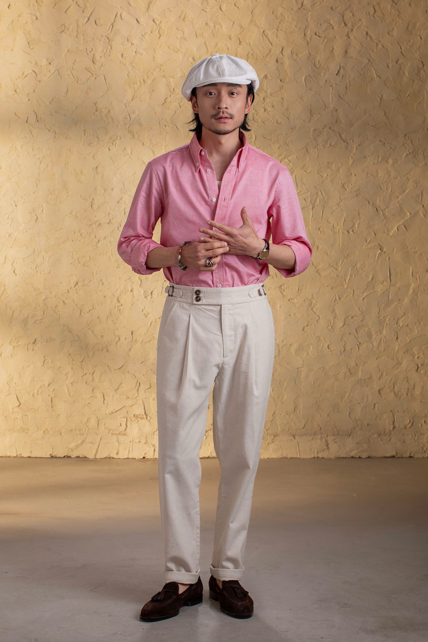 British retro style Naples trousers men's summer cotton and linen business casual slim tapered nine-point trousers