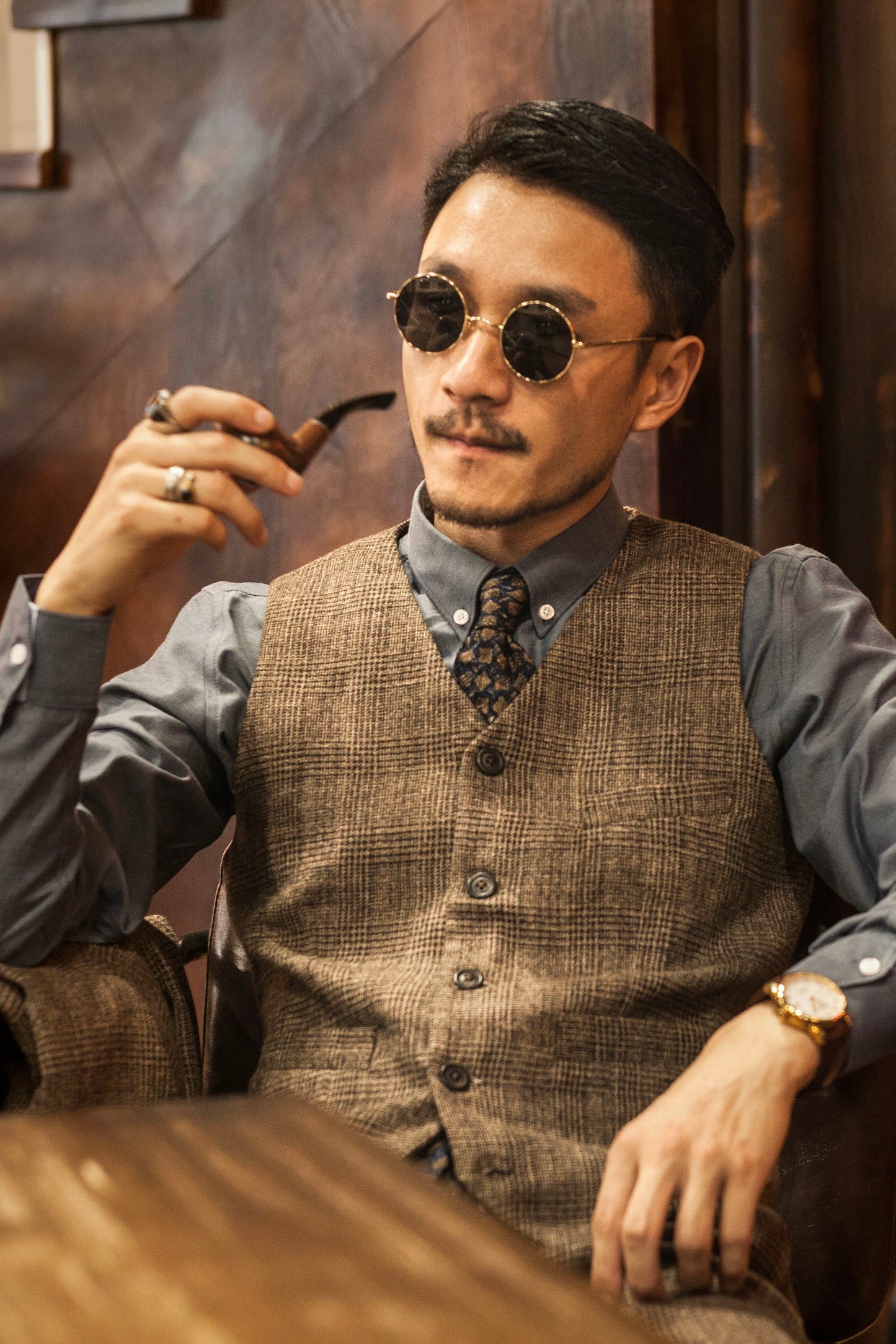 Retro British style plaid suit vest men actor suit vest business casual slim suit vest