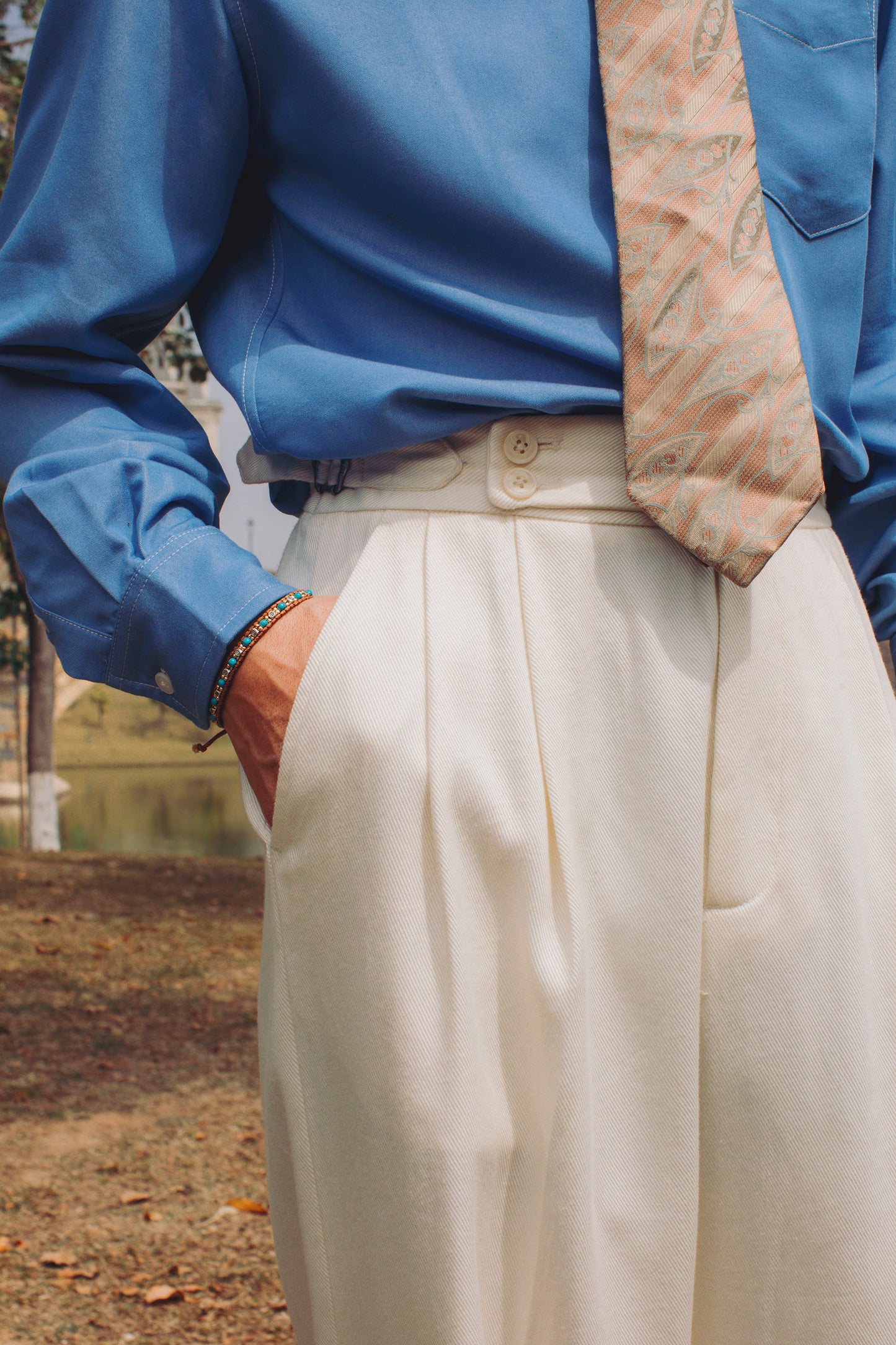 SOARIN Italian Naples white trousers men's Tencel business gentleman commuting straight drape long trousers