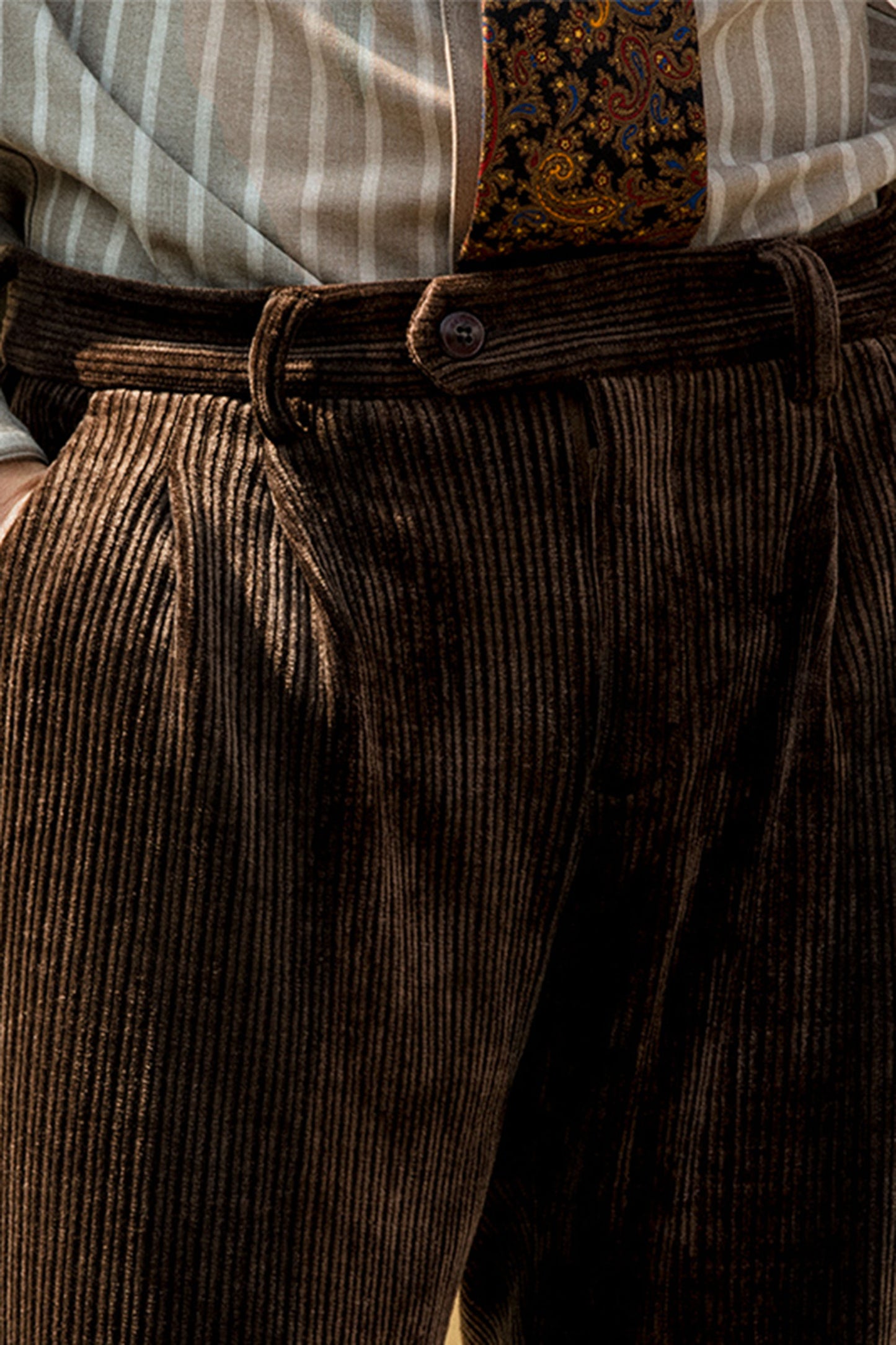 British retro style corduroy straight pants men's winter corduroy drape casual loose wide-leg suit trousers