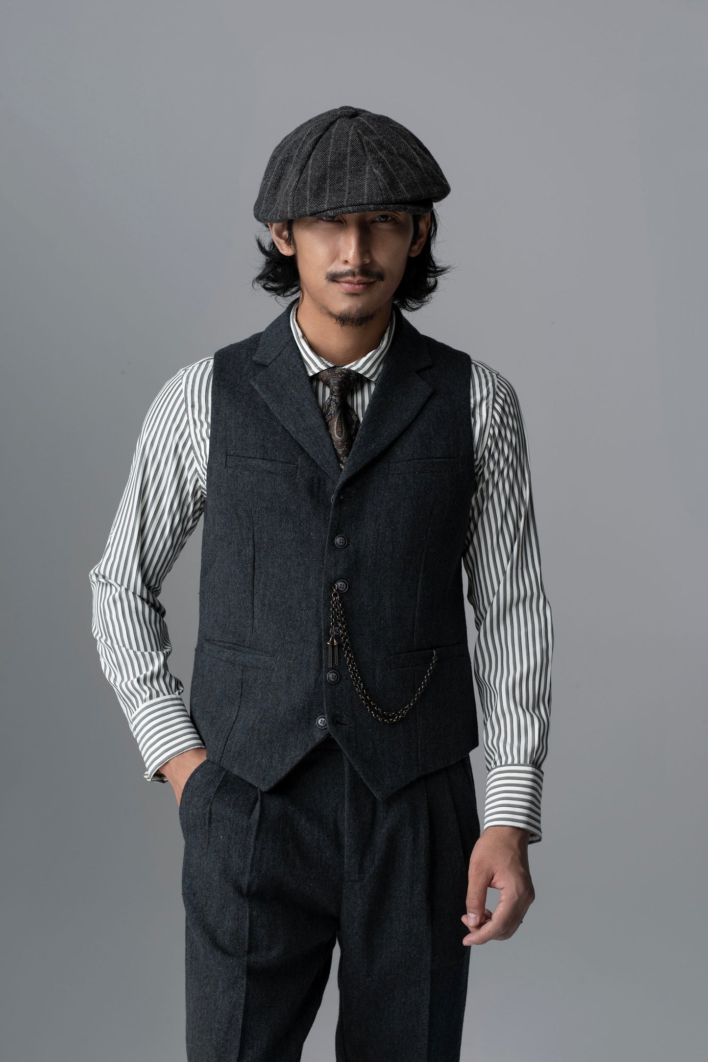 British style elegant woolen suit vest for men Retro business slim casual lapel suit vest