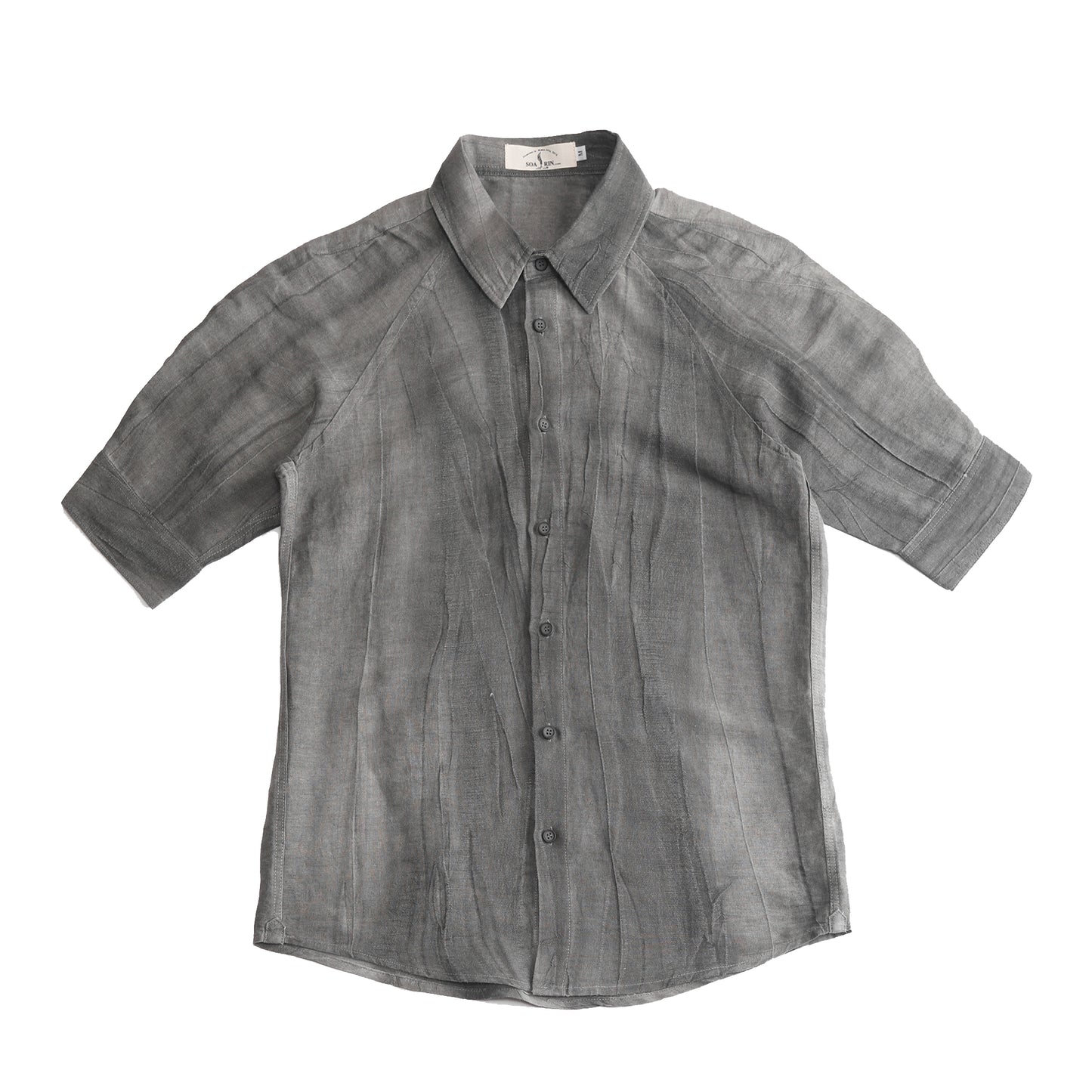 British retro style linen short-sleeved shirt for men, yuppie pleated thin casual five-point sleeve shirt