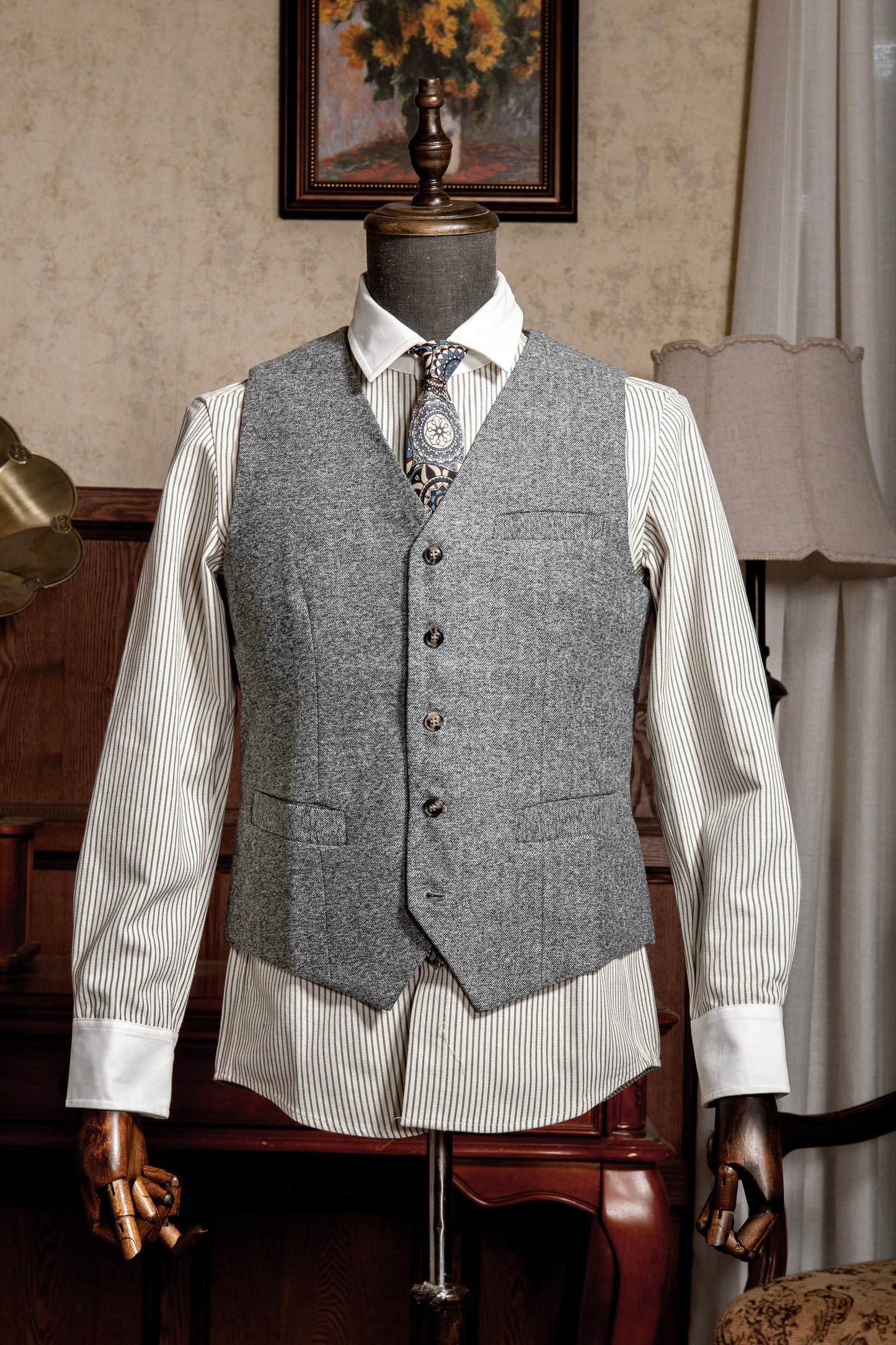 Retro British suit vest for men Business casual suit vest slim fit small vest trendy waistcoat