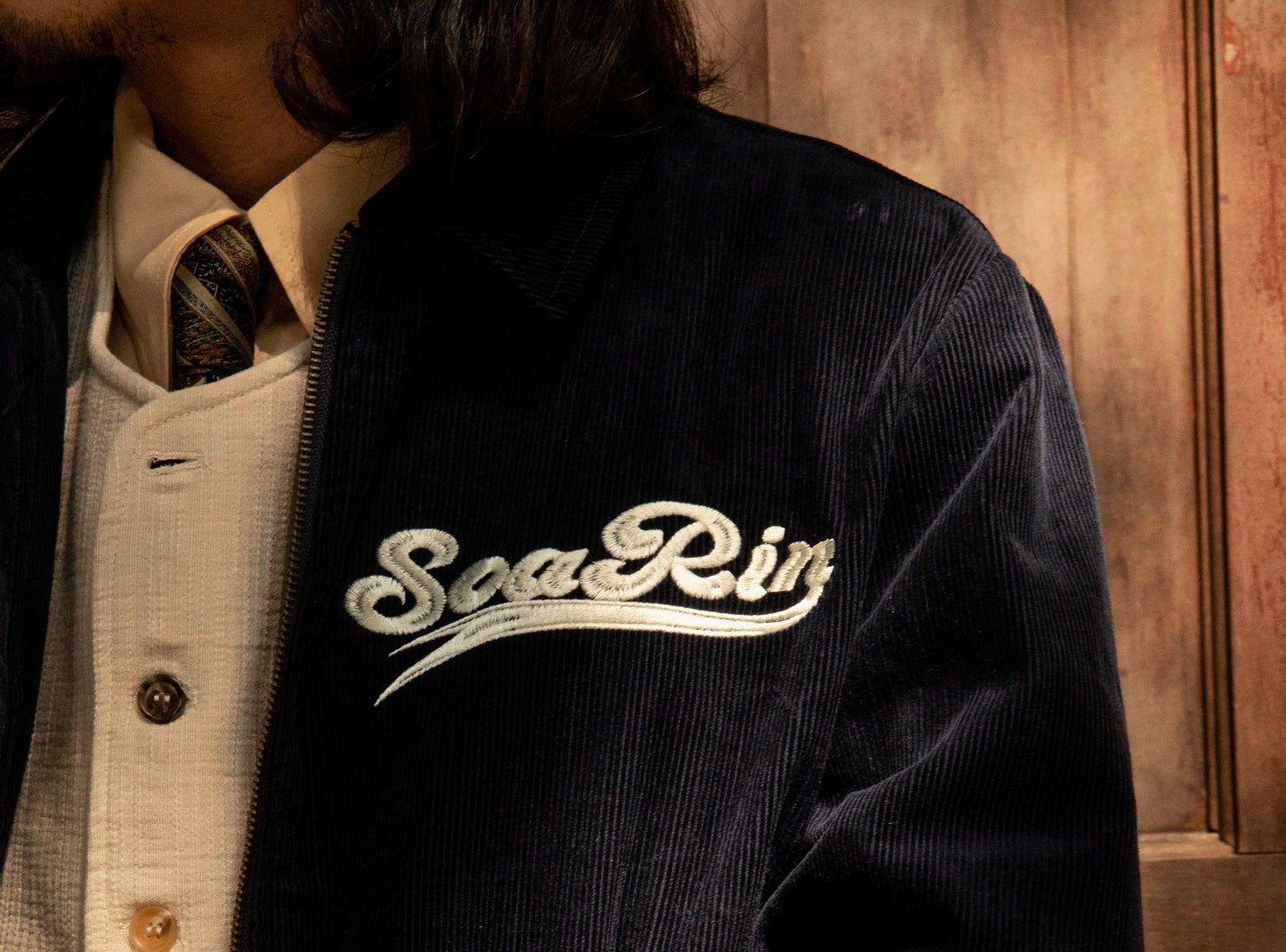 American retro style corduroy jacket men's winter warm embroidery casual loose baseball jacket