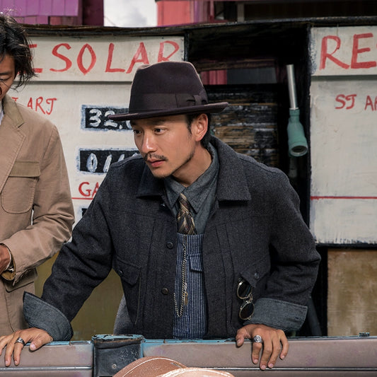 SOARIN复古美式重磅工装夹克男阿美咔叽机车服休闲羊毛呢牧场外套