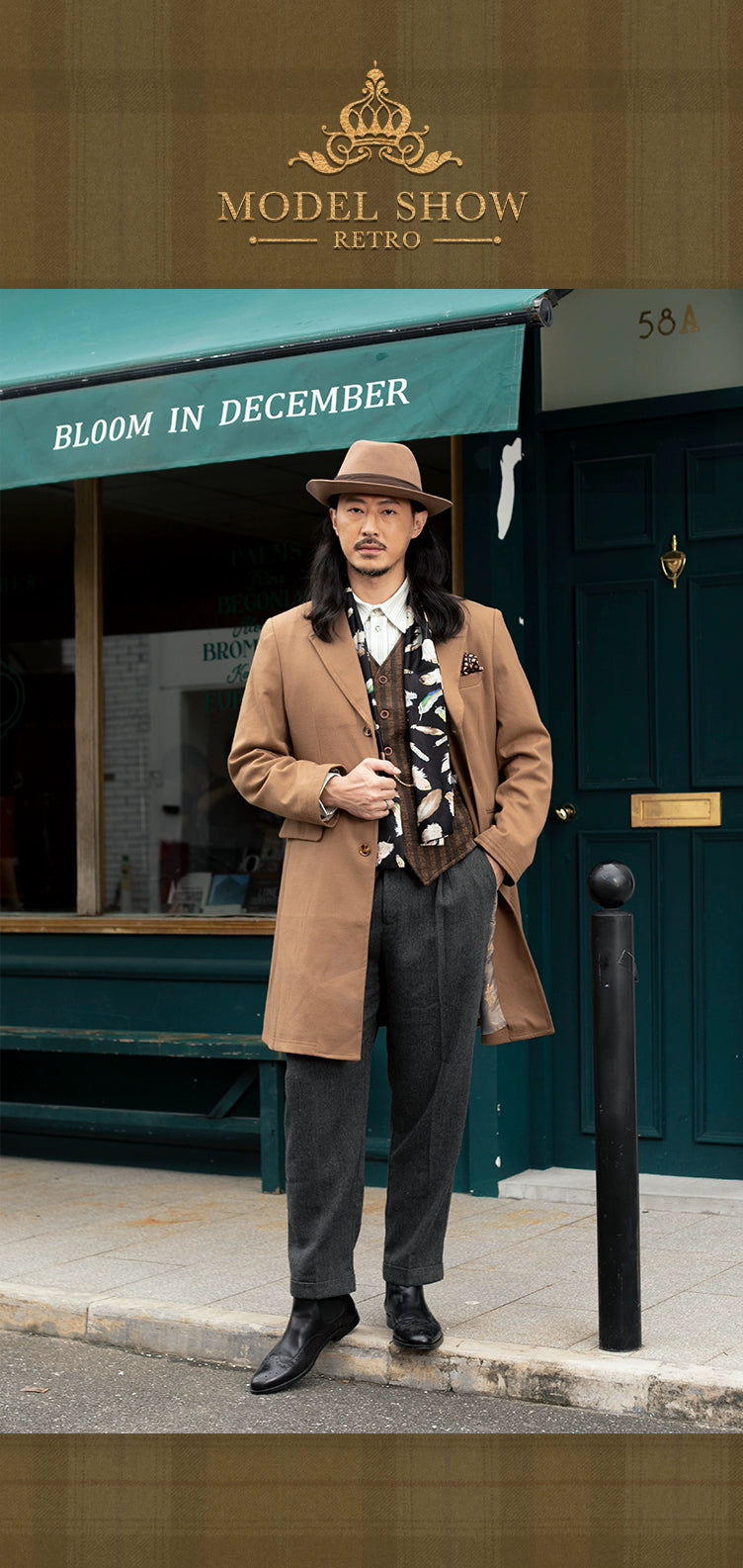 SOARIN英伦风复古呢子大衣外套男 秋冬高级感商务休闲中长款风衣