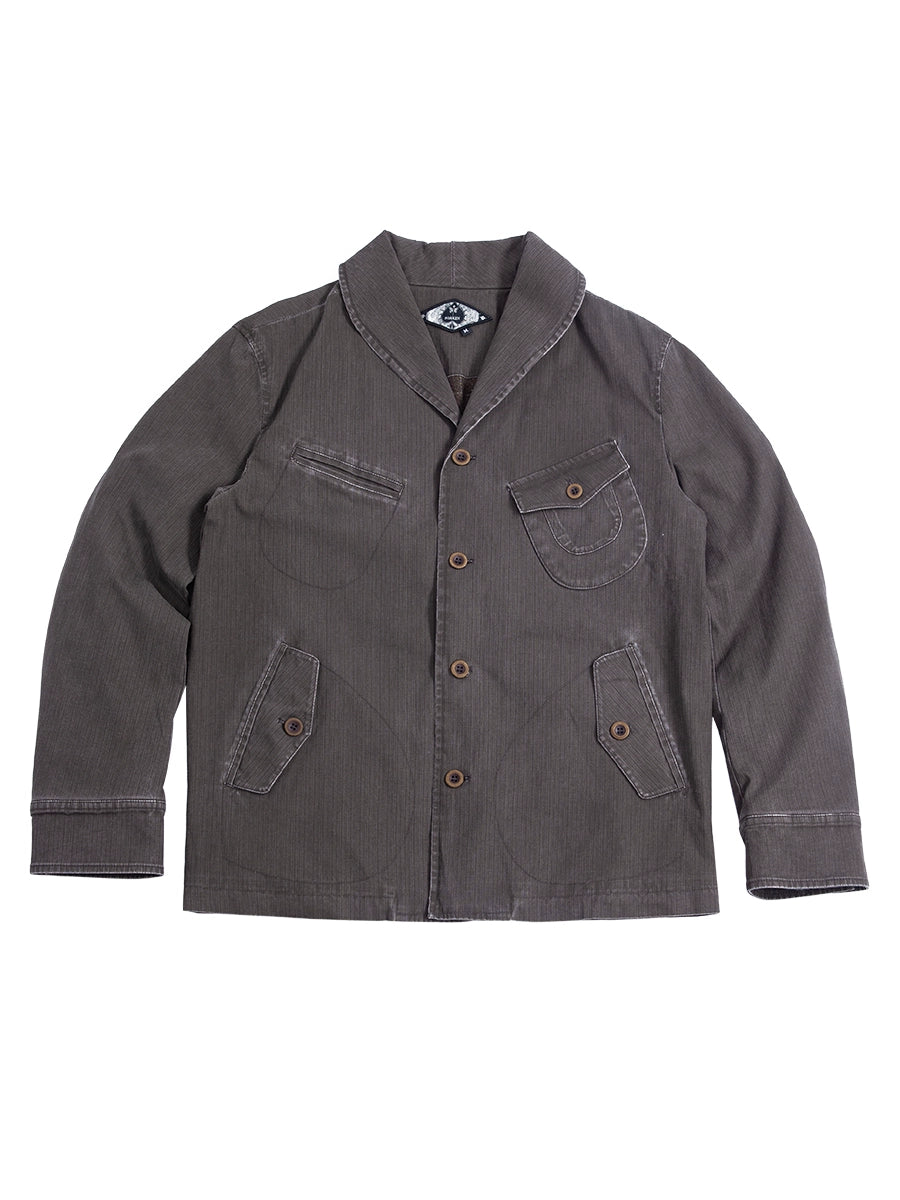 Soarin Shawl Collar Vintage American Workwear Jacket Dark Striped Short-Length Pilot Jacket