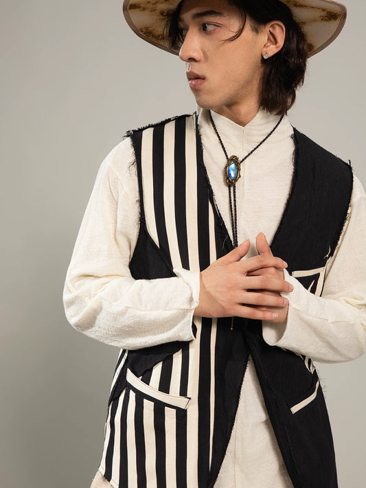 SOARIN Gai Yu Xia Series Patchwork Slim Fit Cotton Metallic Blend Vest DCZ253TB106