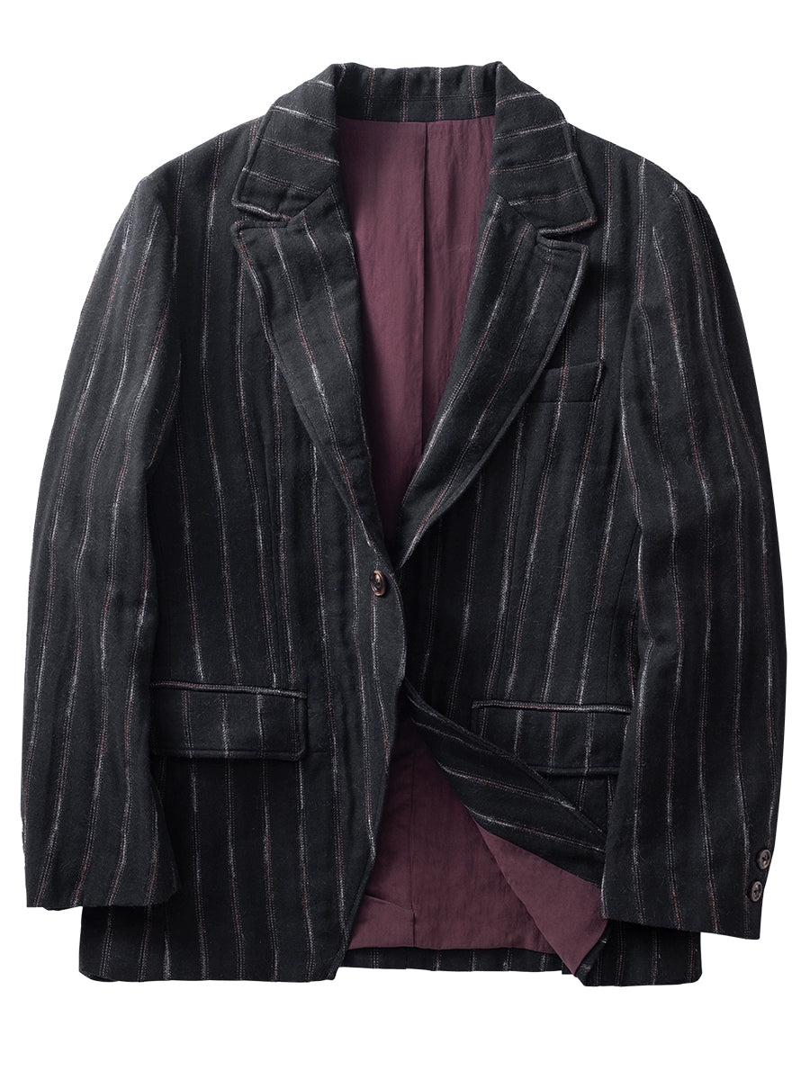 SOARIN Vintage Classic Fit Pinstripe Textured Cotton Blazer Jacket JITZ2532XZ119