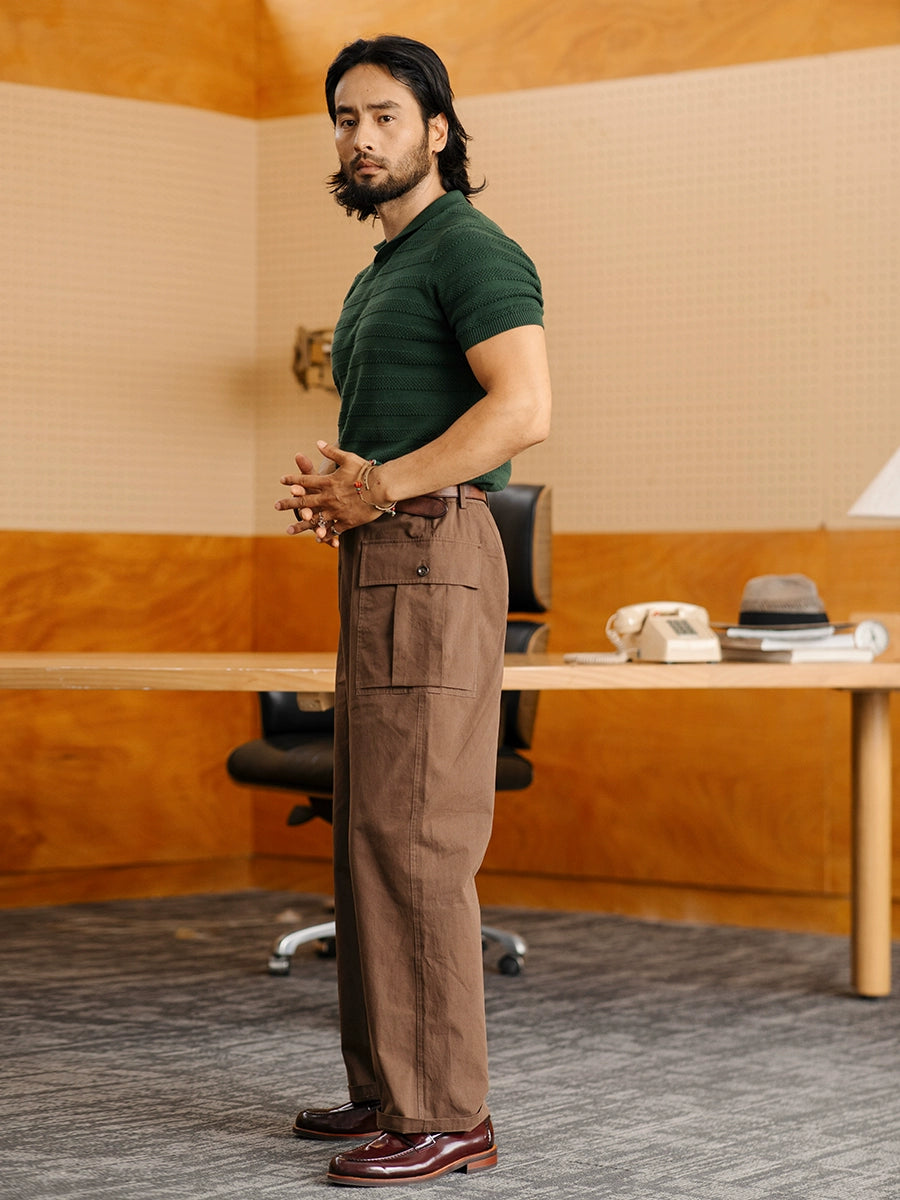 SOARIN复古美式工装伞兵裤男 夏季薄款休闲直筒宽松阔腿九分裤子