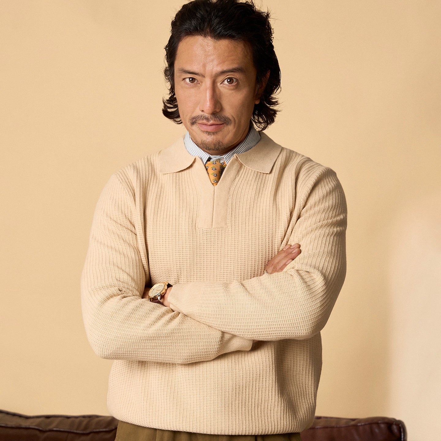 Soarin Long-Sleeve Knit Polo Shirt Collar Textured Commuter Sweater